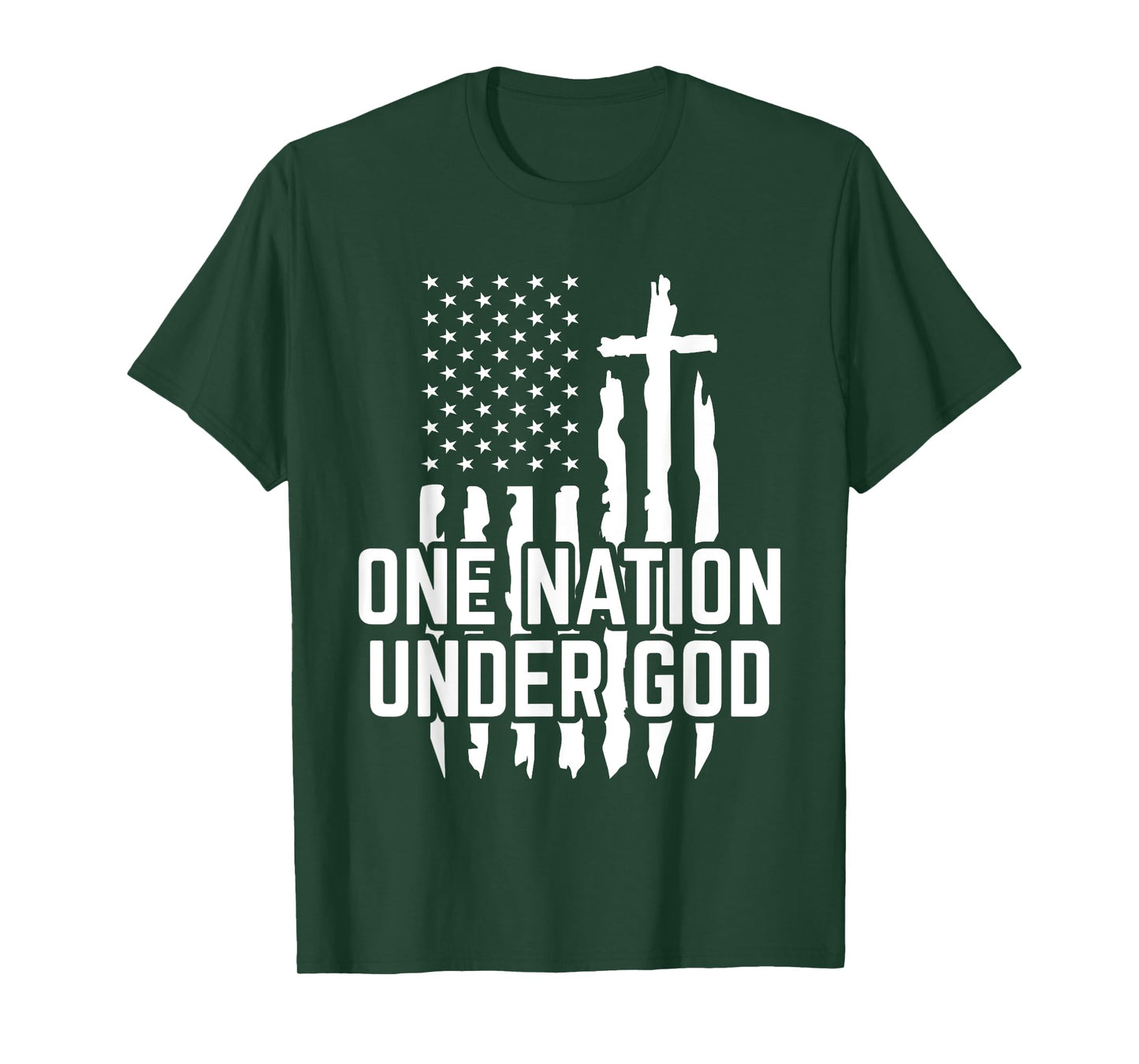 One Nation Under God Jesus Blessed American Flag T-Shirt