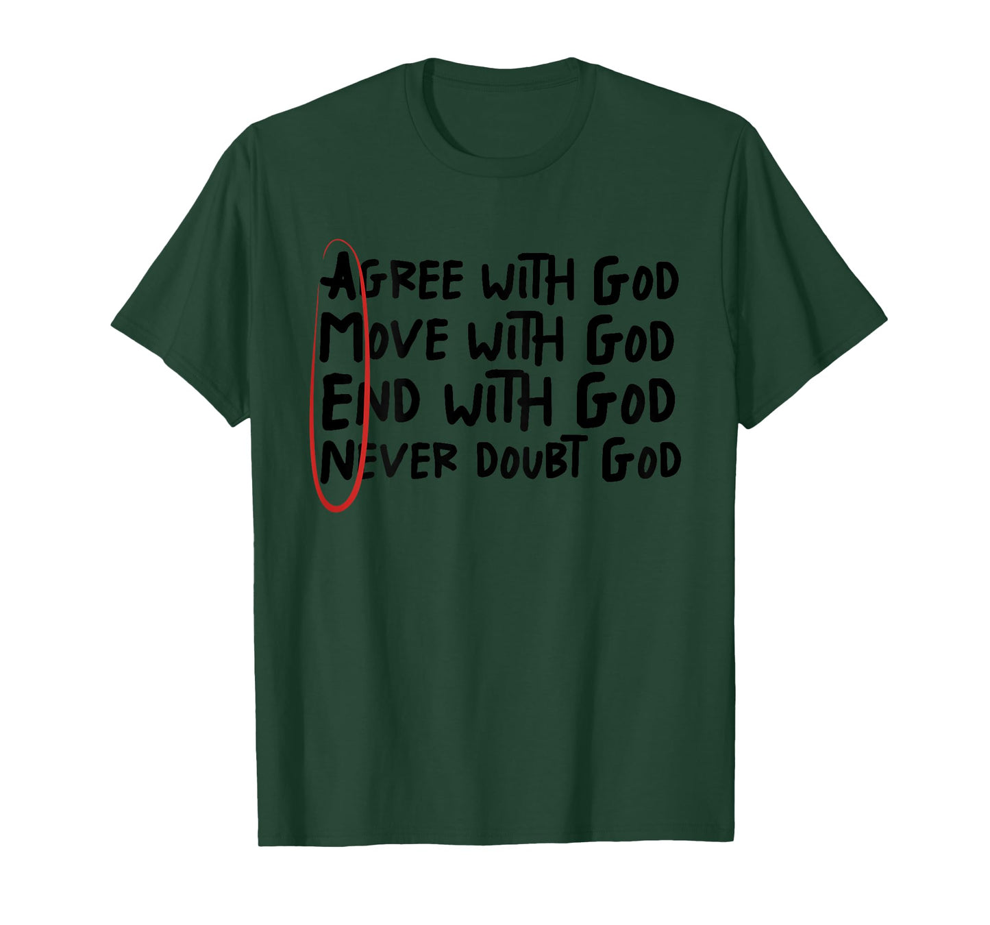 Agree With God Move With God End With God Never Doubt God T-Shirt