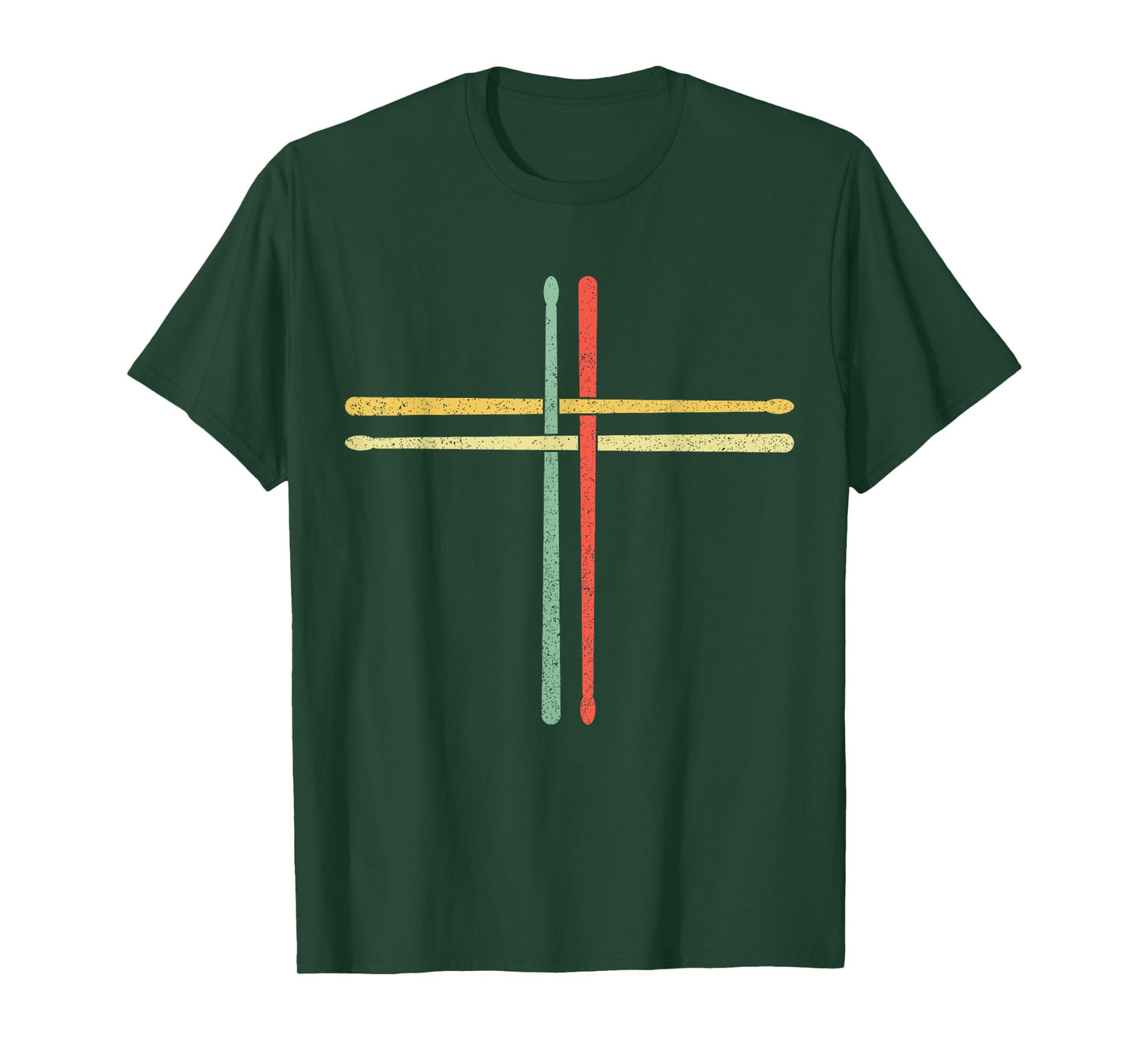 Vintage Rood Drumstick Crucifix Christian Drummer Cross T-Shirt