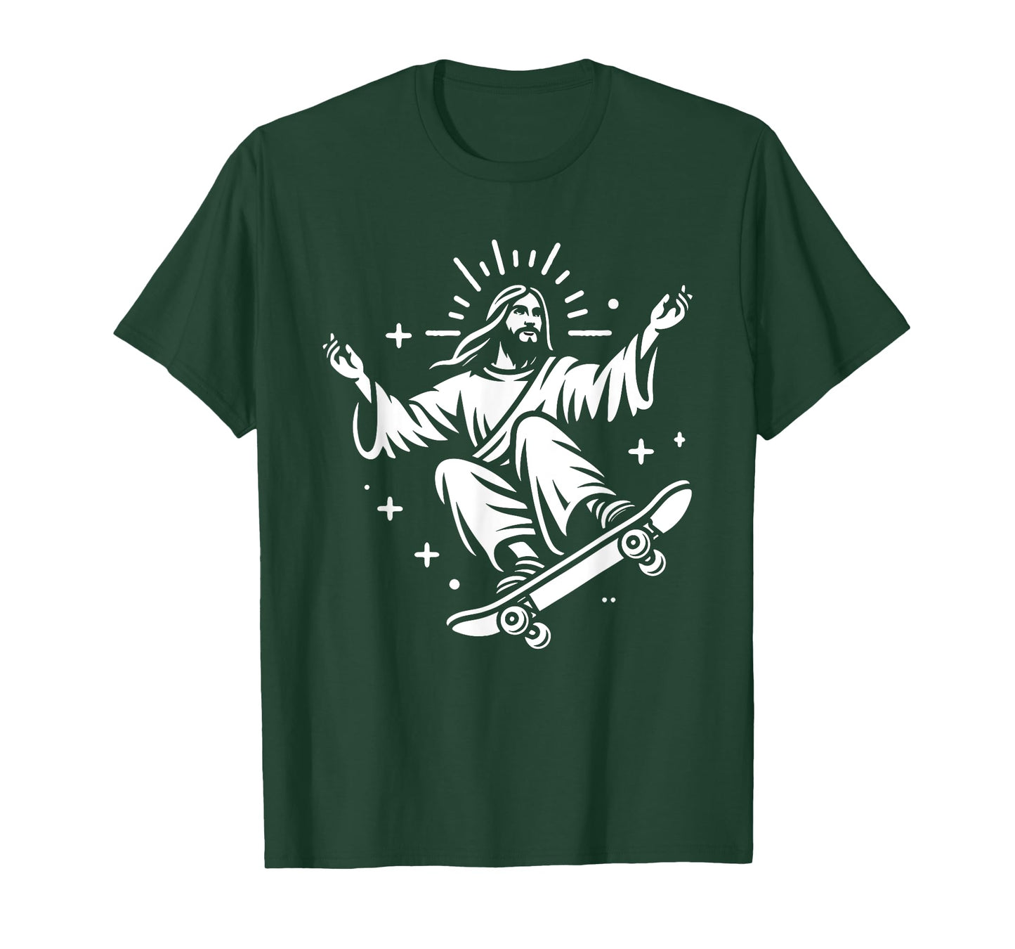 Jesus Riding Skateboard Funny Christian Skateboarding T-Shirt