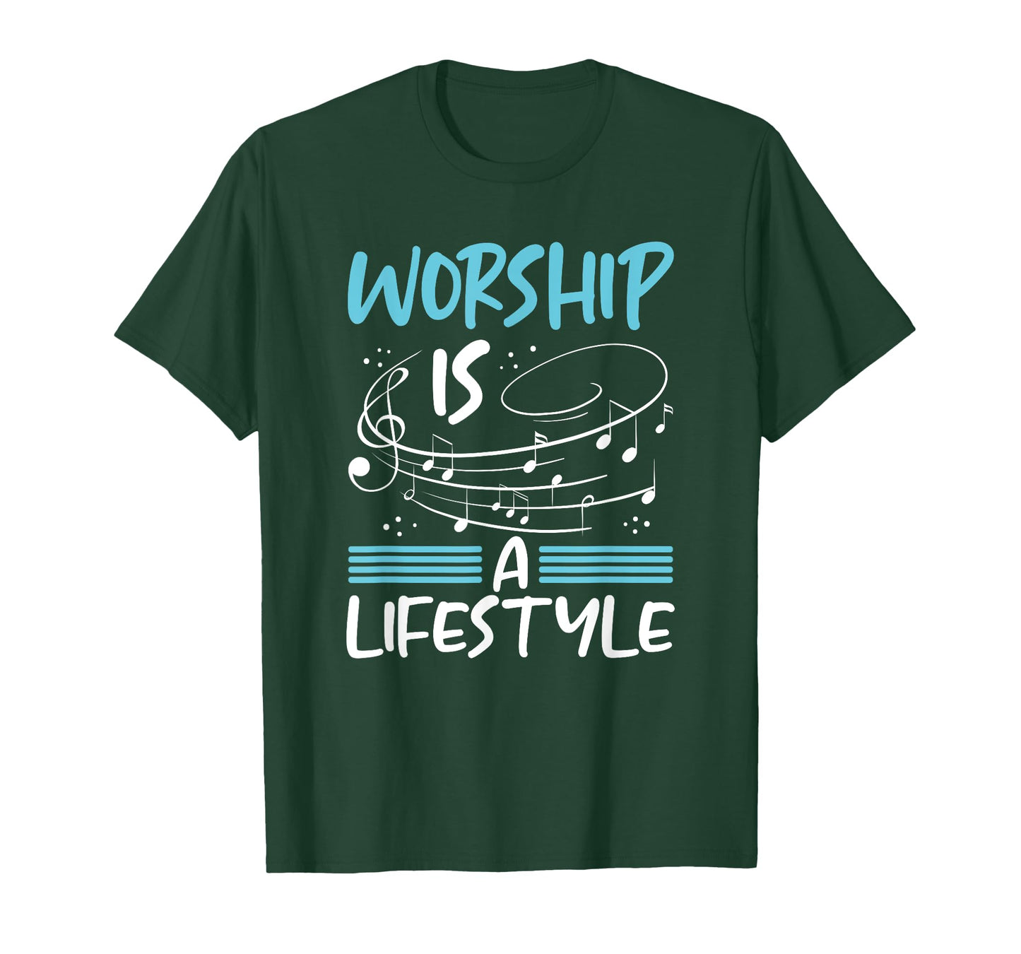 Christianity Worship is a Lifestyle Music Notes Christian T-Shirt