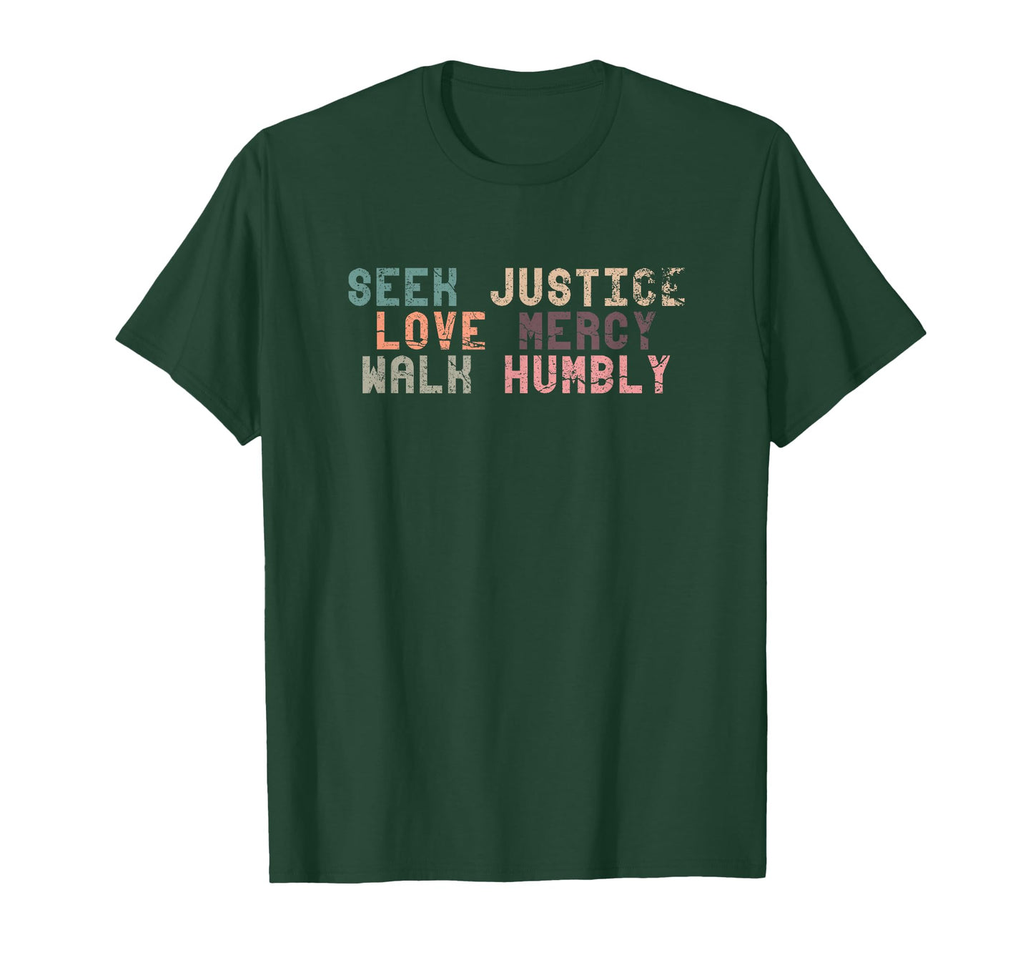 Seek Justice Love Mercy Walk Humbly | God Religion Cross T-Shirt