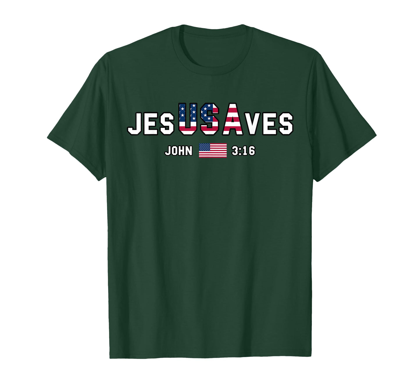 American Flag Jesus Saves USA Flag Patriotic Christian Faith T-Shirt