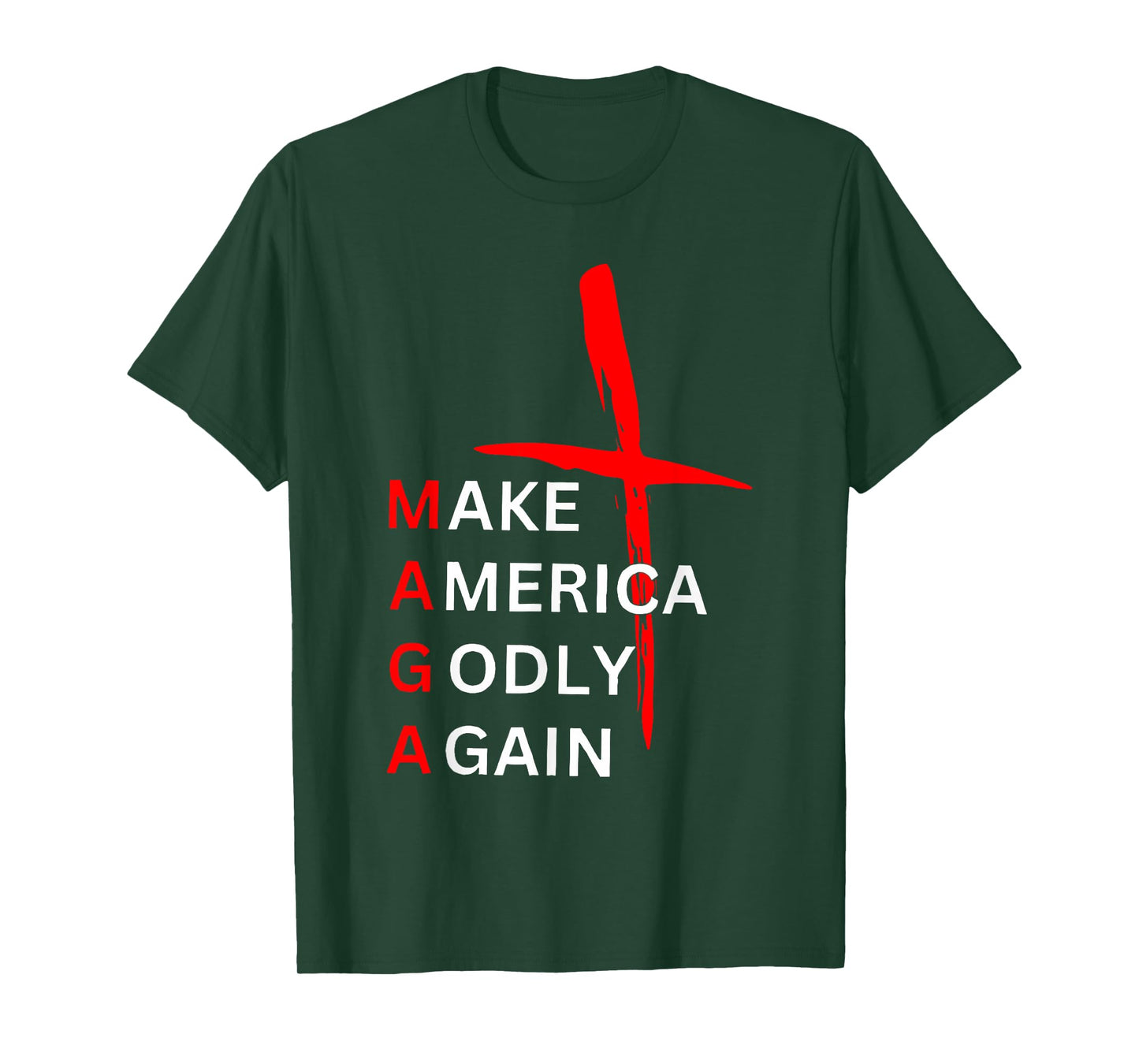 Vintage MAGA Make America Godly Again Patriotic Christian T-Shirt