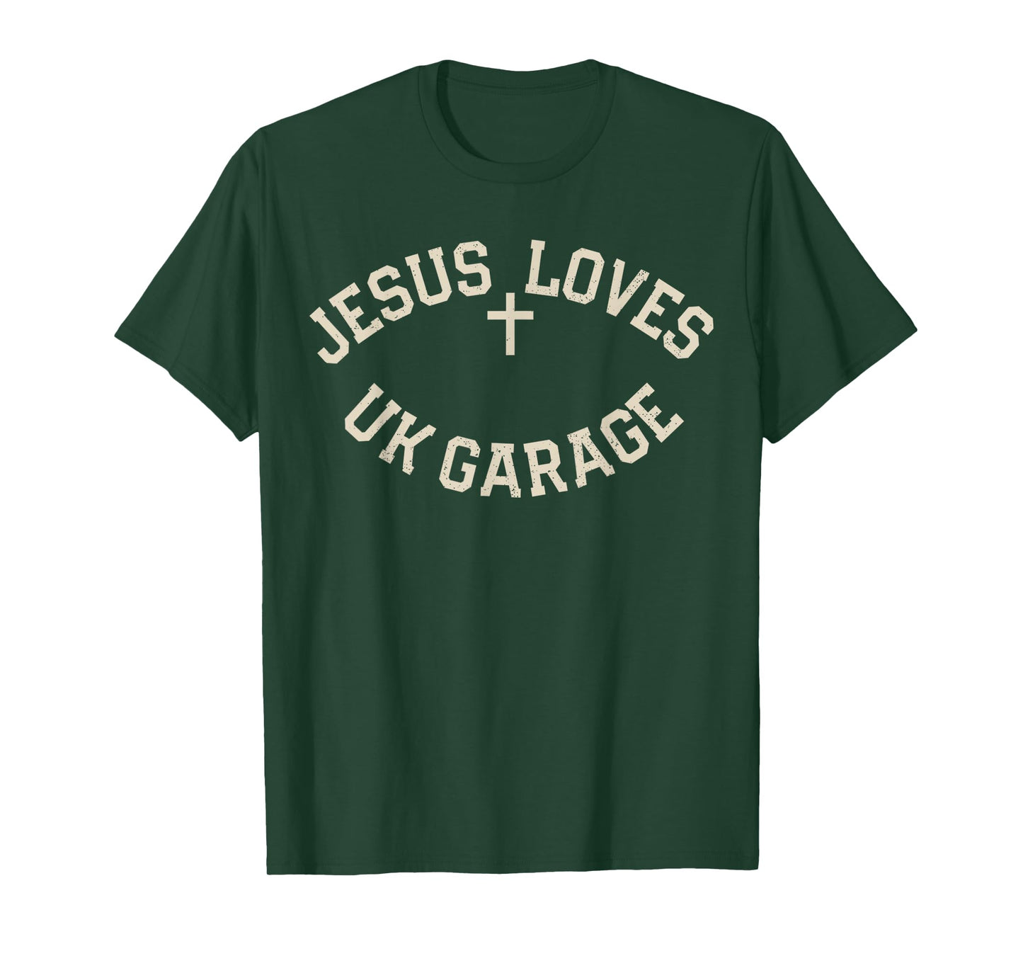 Jesus Loves UK Garage Slogan - Black Vintage T-Shirt