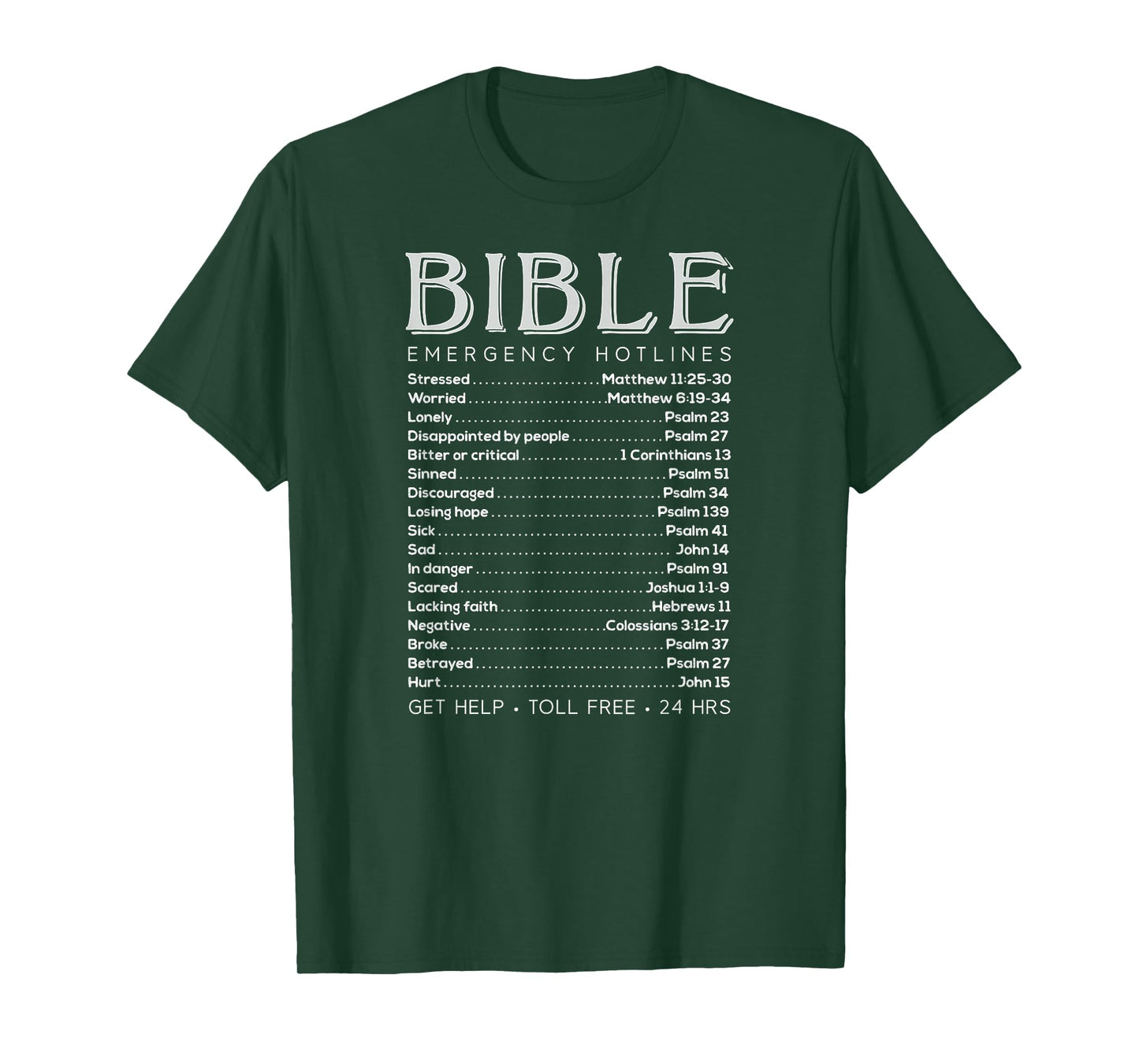 Bible Emergency Numbers Funny Hotline Christian T-Shirt
