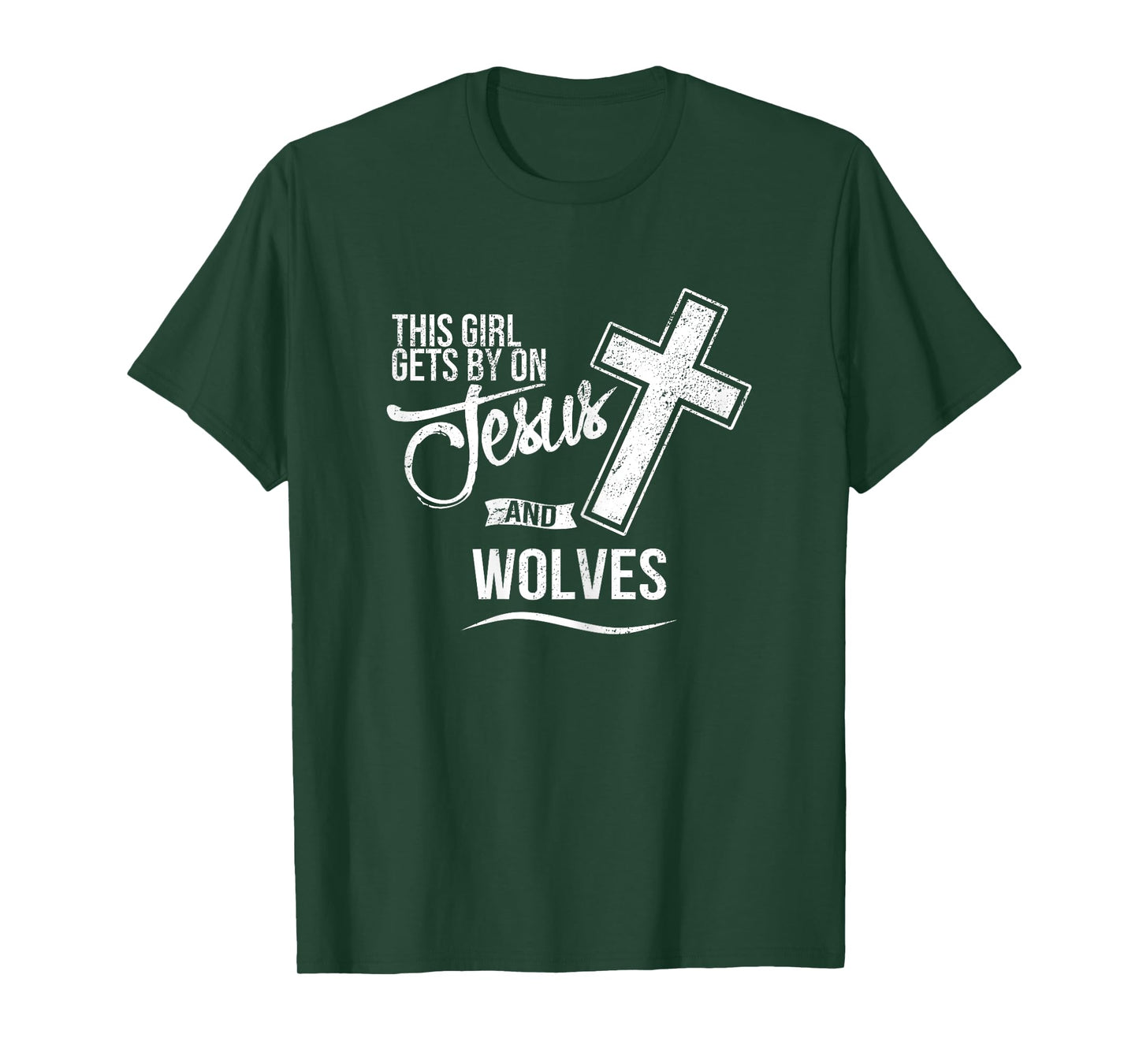 This Girl Gets By On Jesus and WOLVES Religious WOLF T-Shirt