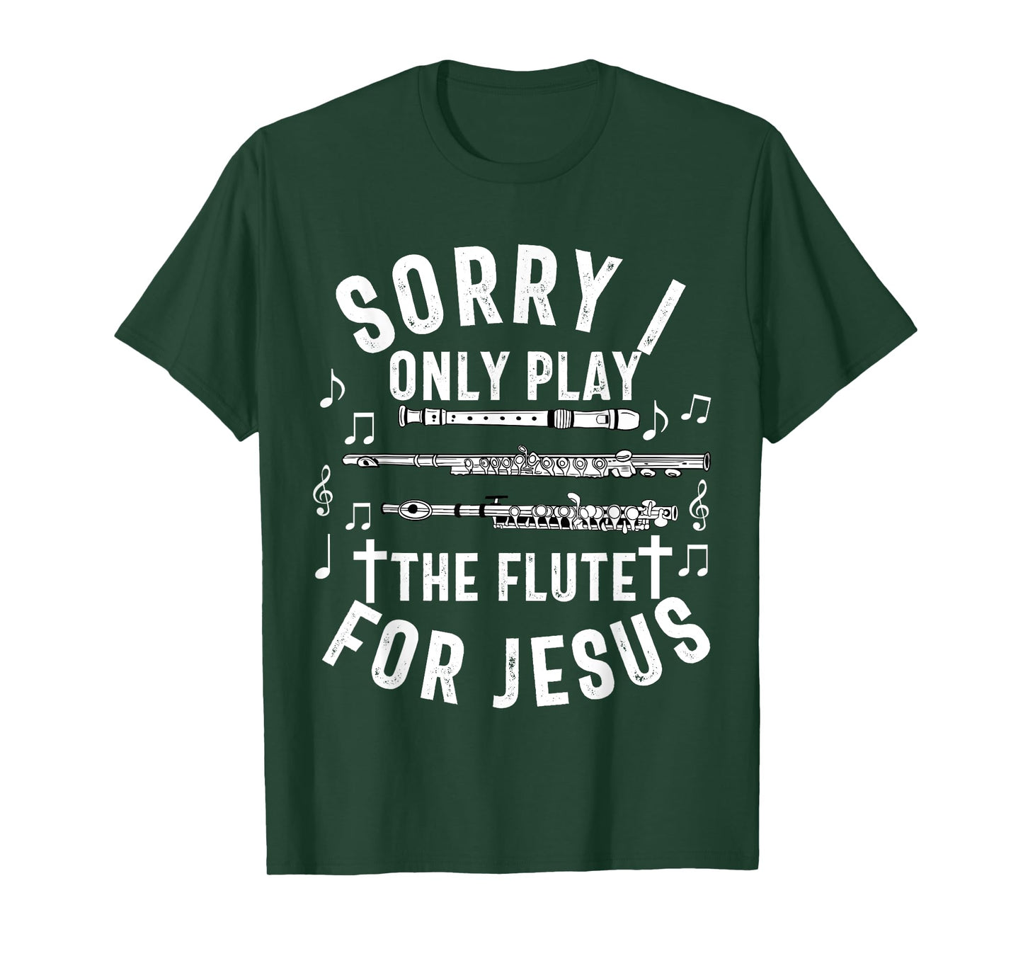 Flute Player Christian Women Girls Men Flutist Jesus Worship T-Shirt