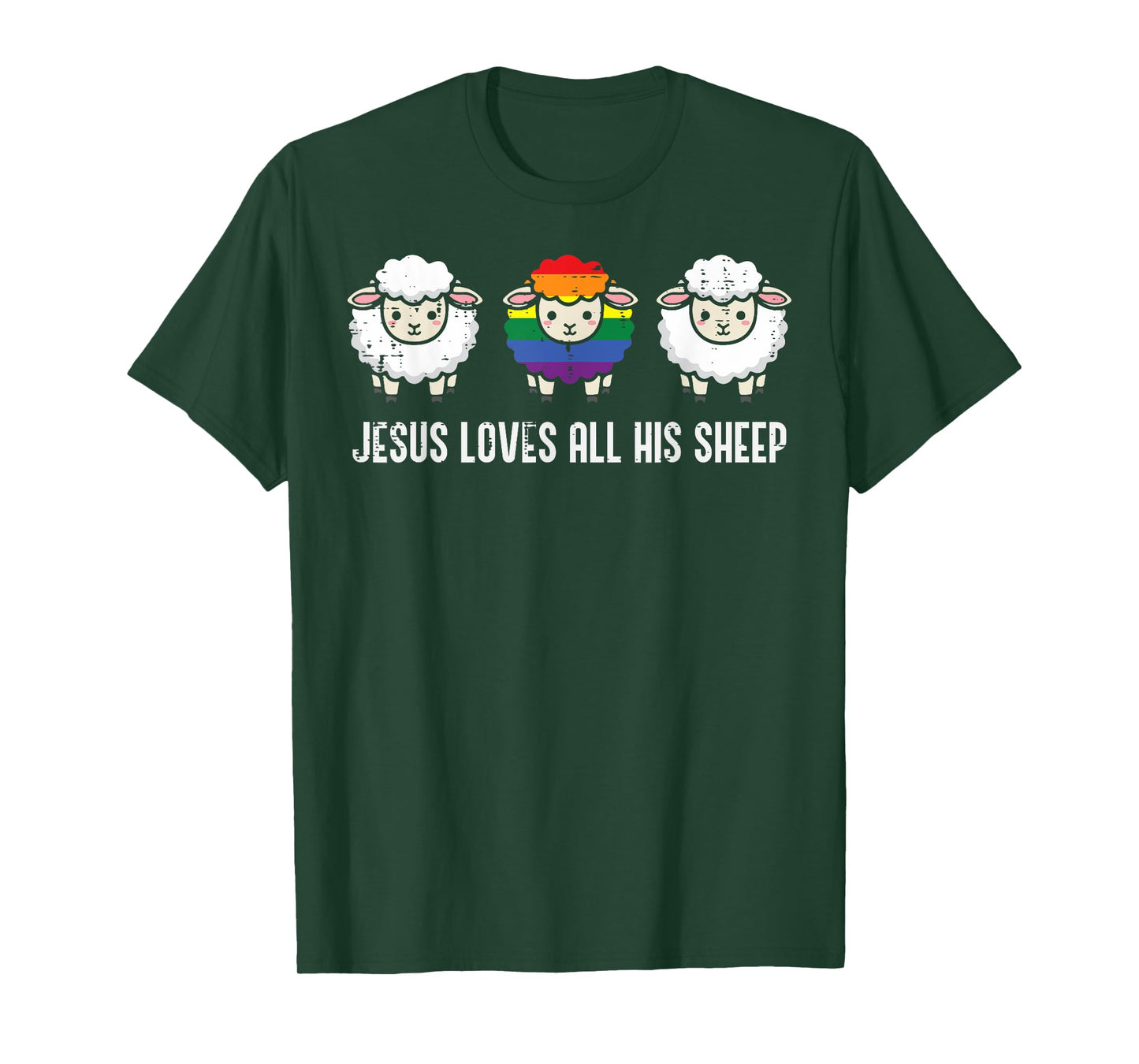 Gay Pride Month Jesus Sheep LGBTQ Ally Rainbow Men Women T-Shirt