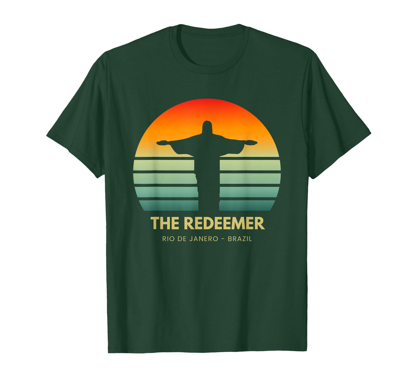 Retro Sunset Christ the Redeemer Rio de Janeiro Brazil T-Shirt