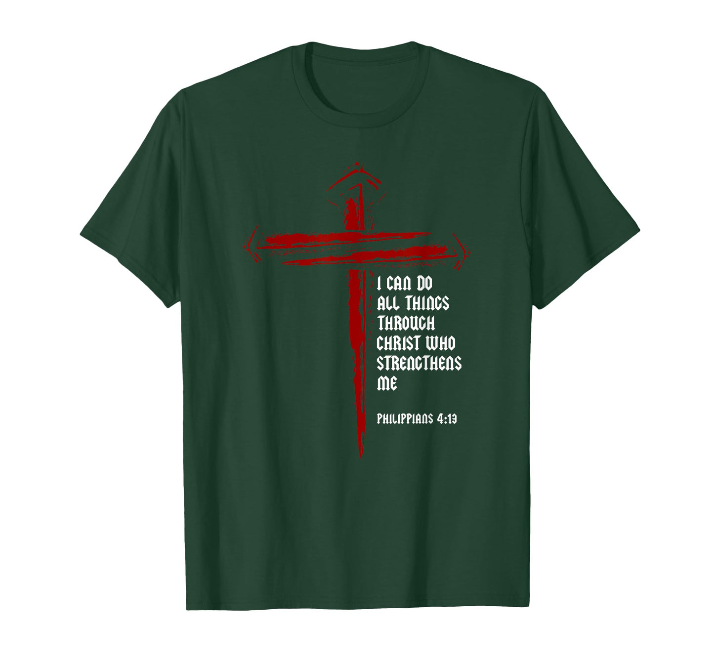 Christian Cross Nails Jesus Philippians 4:13 Bible Verse T-Shirt