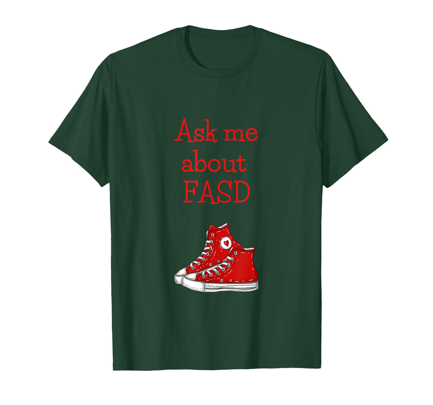 CLM Designs 'Ask Me About FASD' Women's Black Modern Letter Print T-Shirt