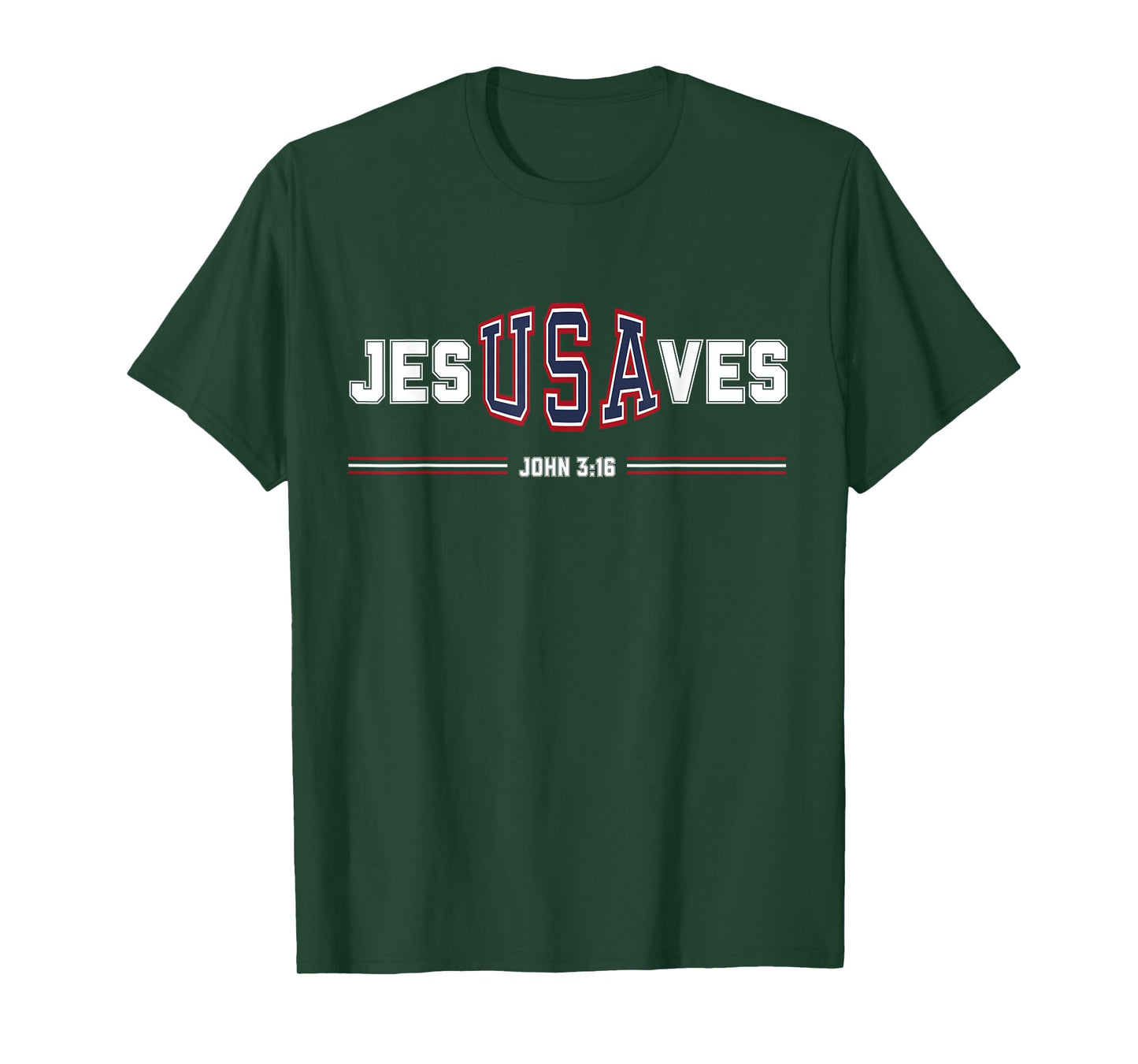 Jesus Saves USA - Christian Patriotic JesUSAves Faith Christ T-Shirt