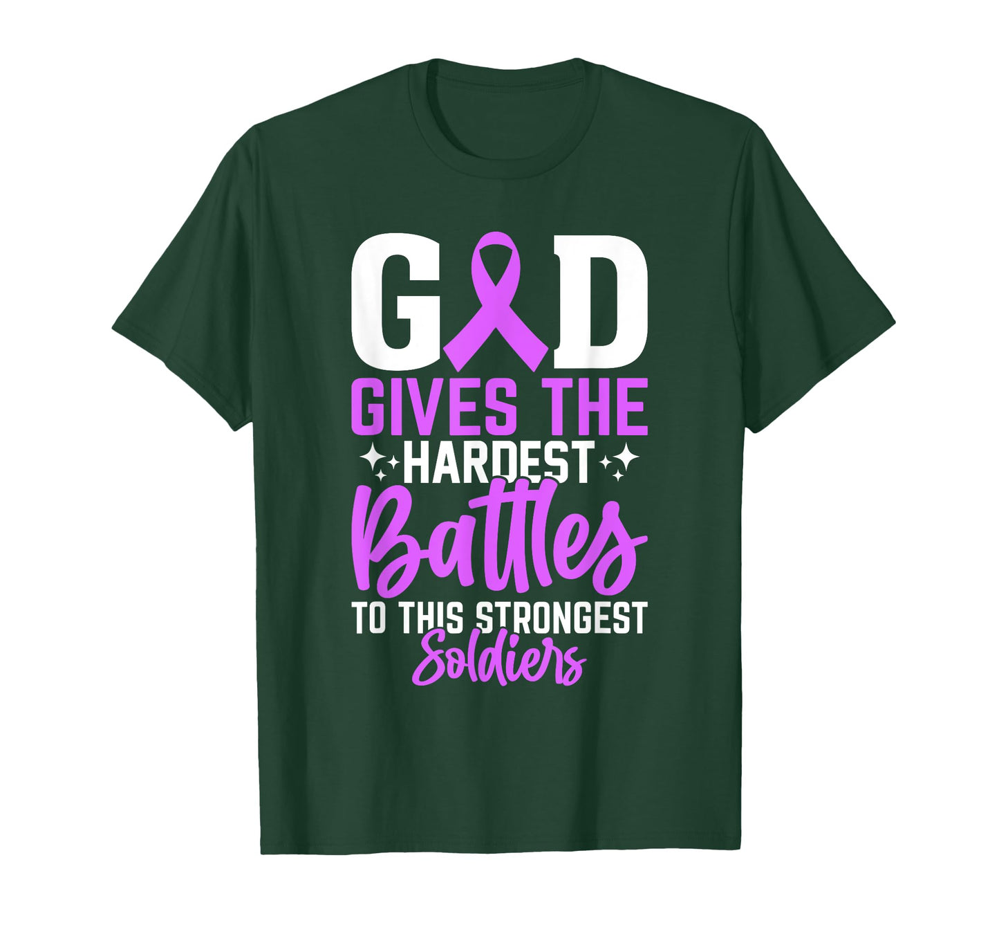 God Gives The Hardest Battles Purple Pancreatic Cancer T-Shirt