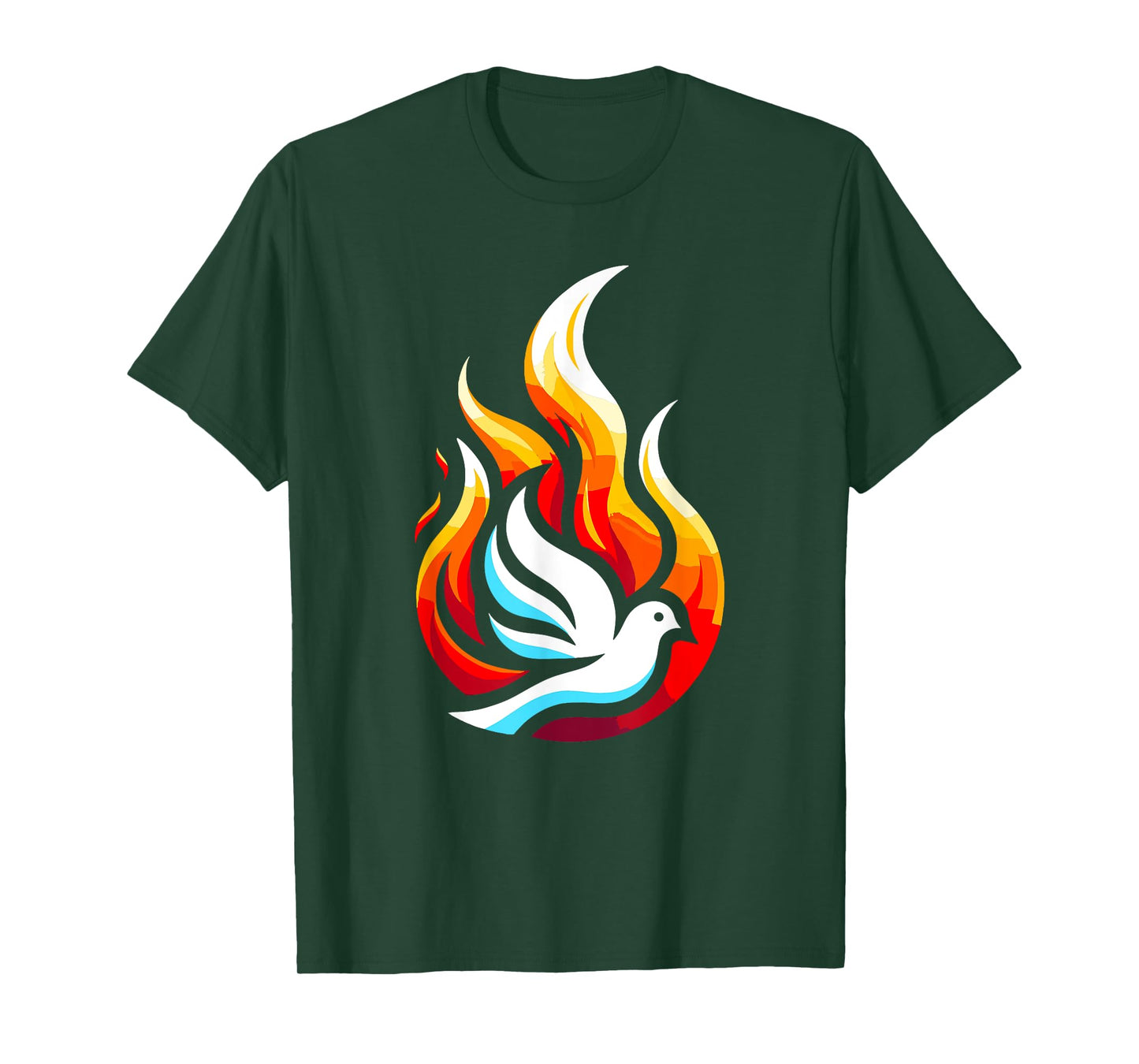 Silhouette Dove Flame Fire Pentecost Orthodox Christmas T-Shirt