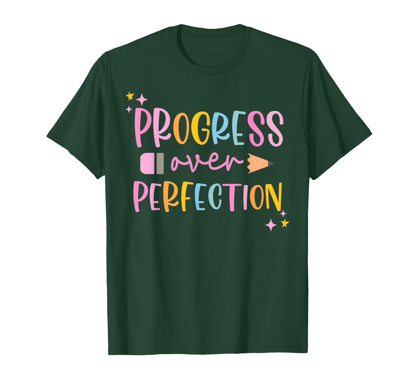 Motivational Progress Over Perfection Back to School Teacher T-Shirt
