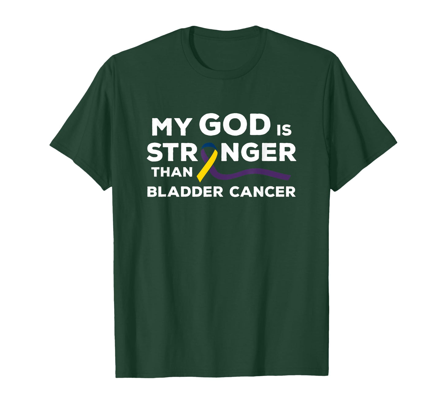 My God Is Stronger Than Bladder Cancer Awareness Ribbon T-Shirt