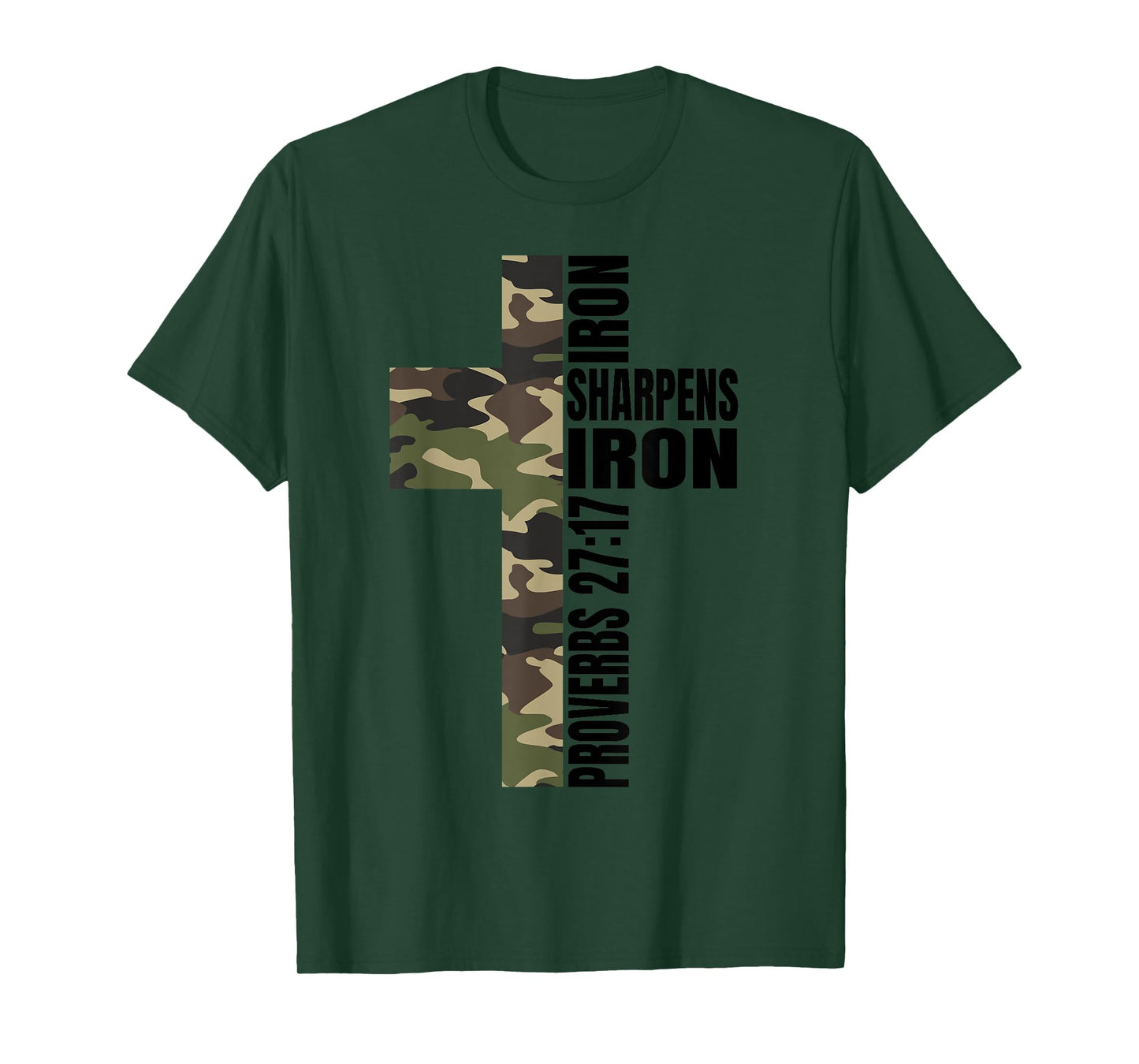 Green Camo Iron Sharpens Iron Christian Cross Family Couples T-Shirt