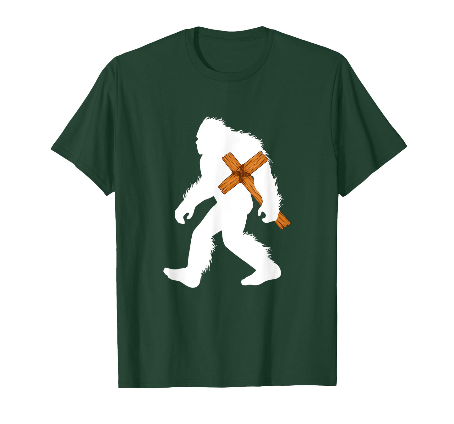 Christmas Bigfoot Carrying Cross Christian Faith Sasquatch T-Shirt