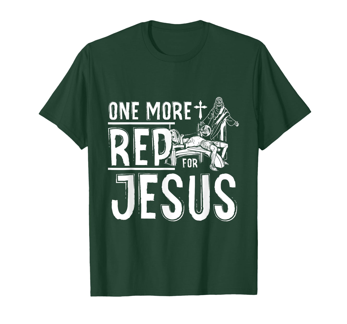 Work Out Bodybuilding, One More Rep For Jesus Bench Press T-Shirt