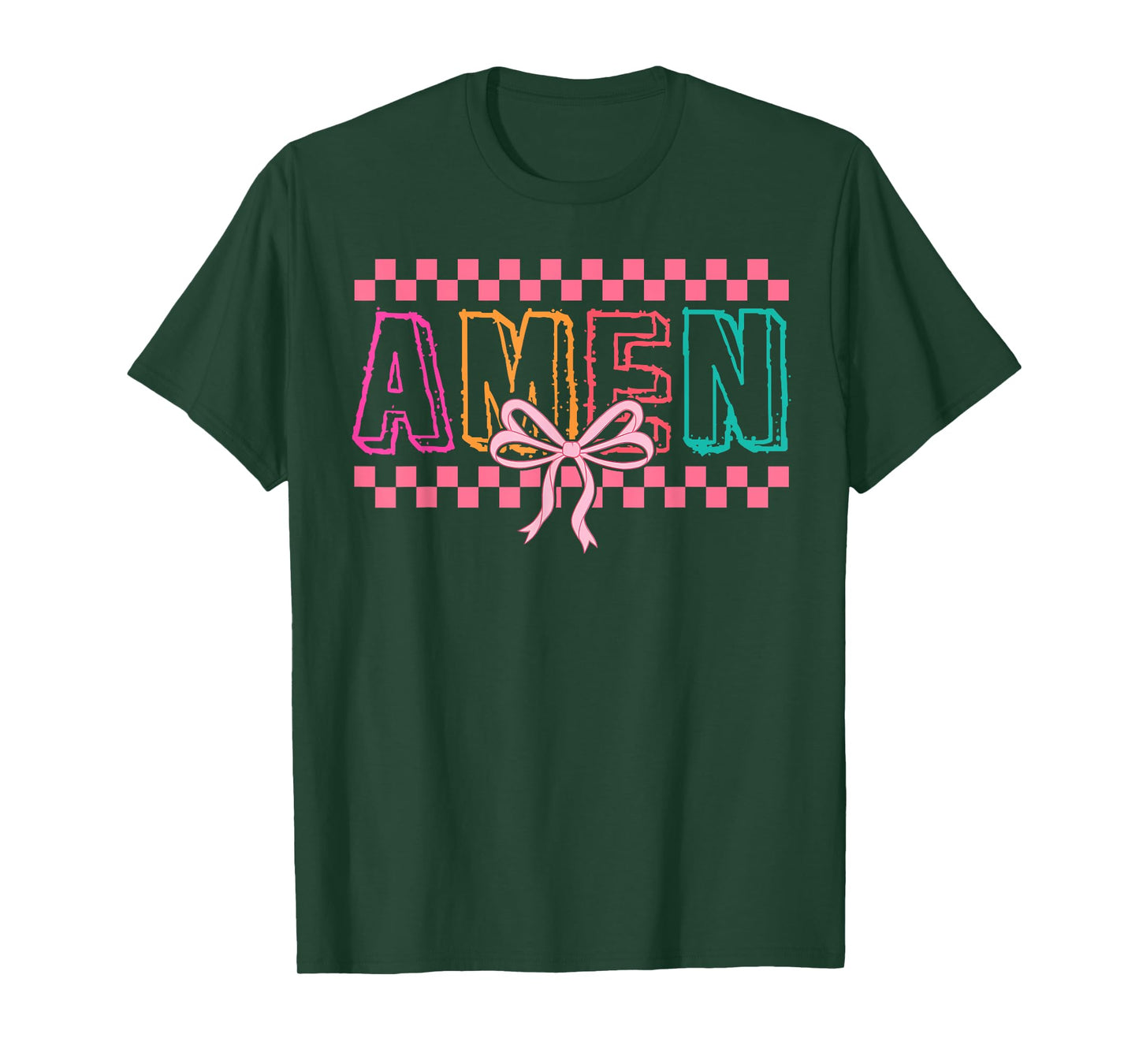 Retro Amen Coquette Bow Jesus Girl Women Happy Easter Day T-Shirt
