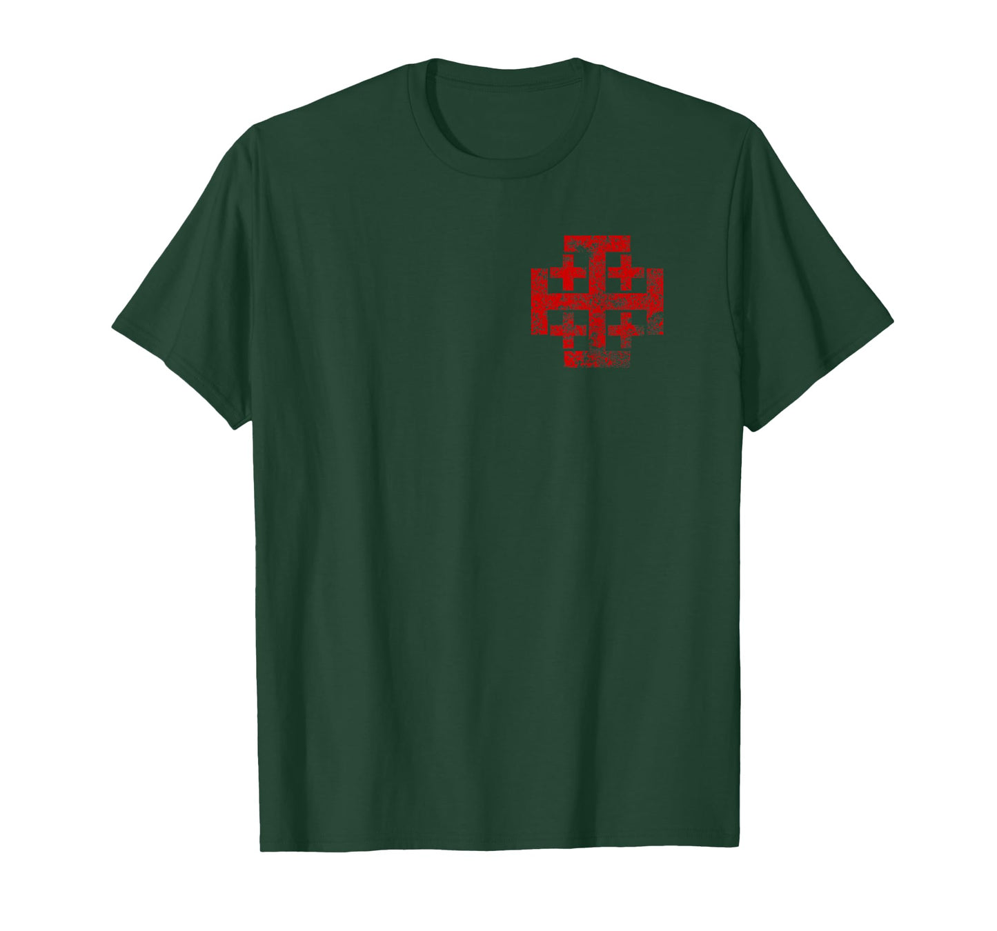 Jerusalem Cross Crusader T-Shirt Christian Catholic Distress T-Shirt
