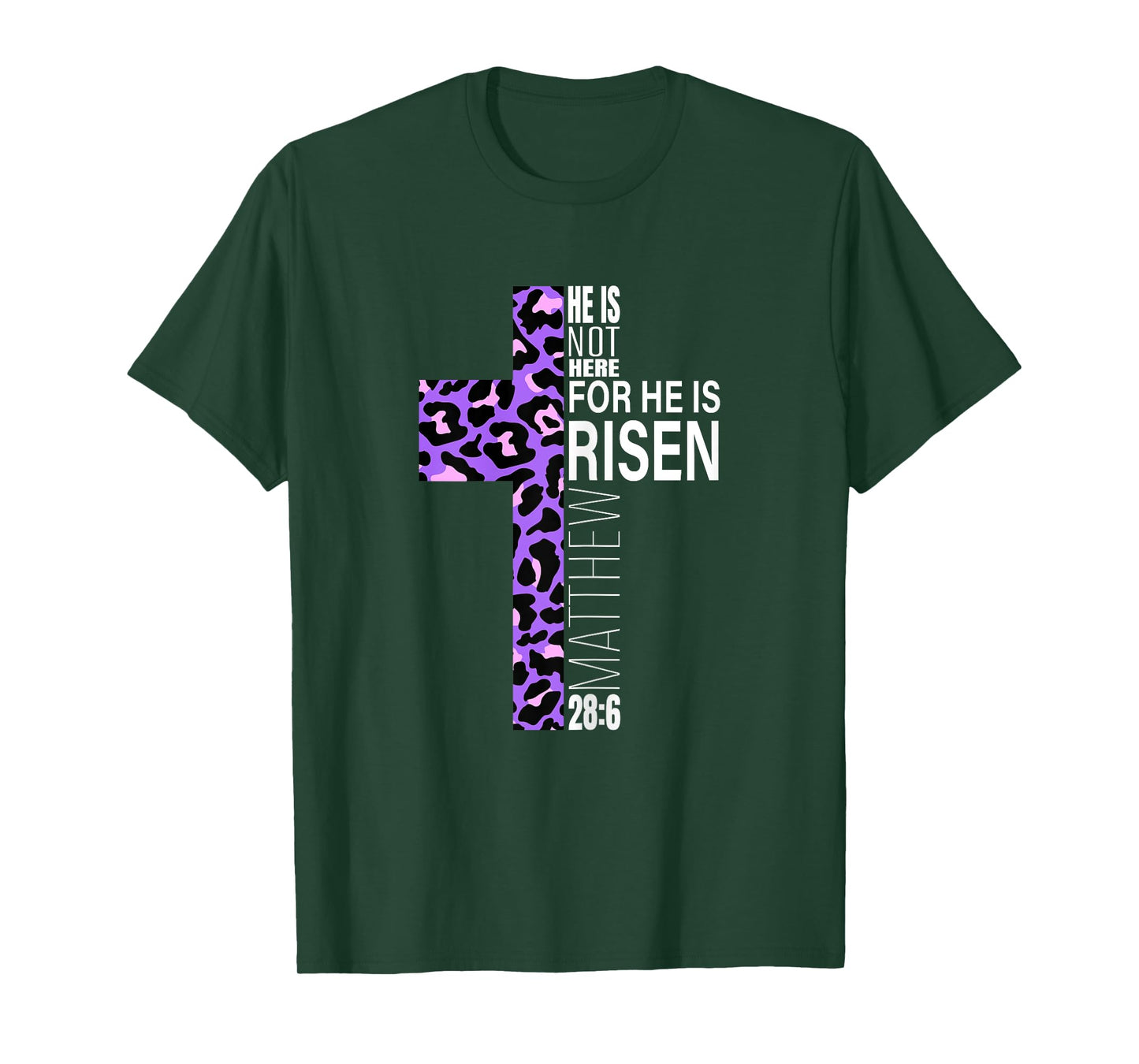 Cute Purple Christian Verse Cheetah Print Easter He Is Risen T-Shirt