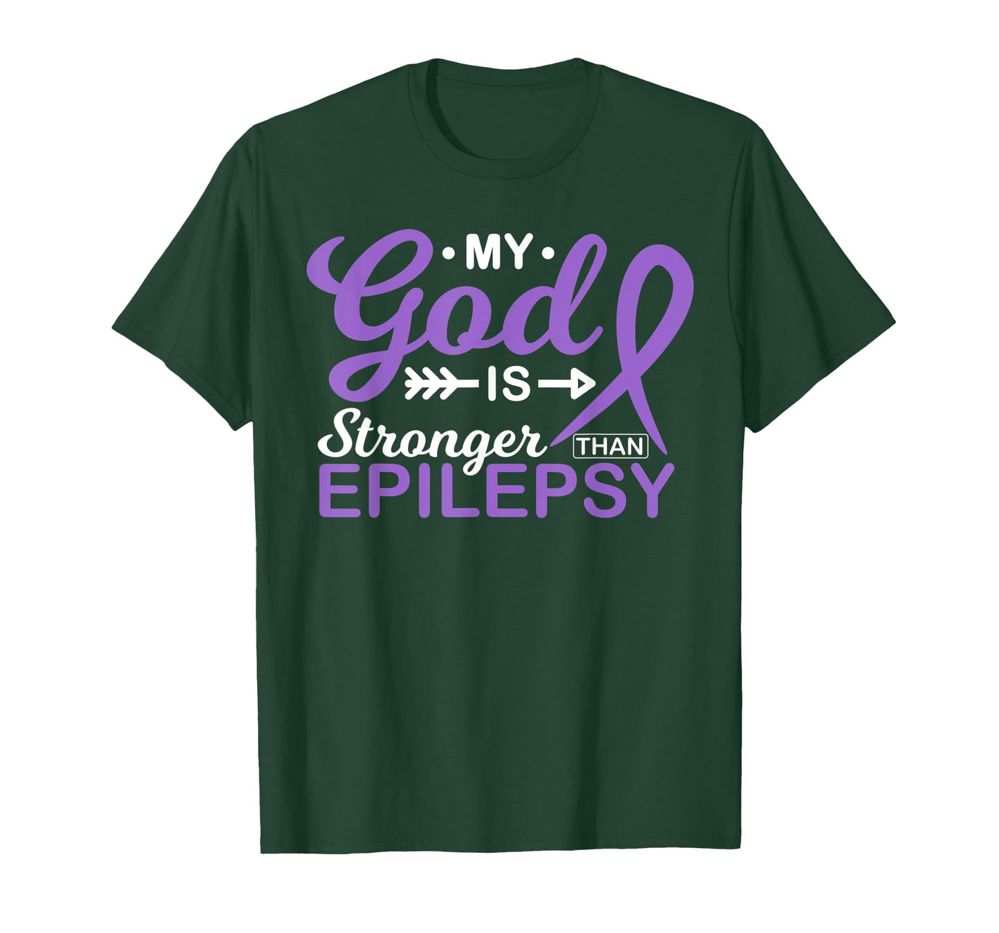 My God is Stronger Than Epilepsy Awareness Warrior Fighter T-Shirt