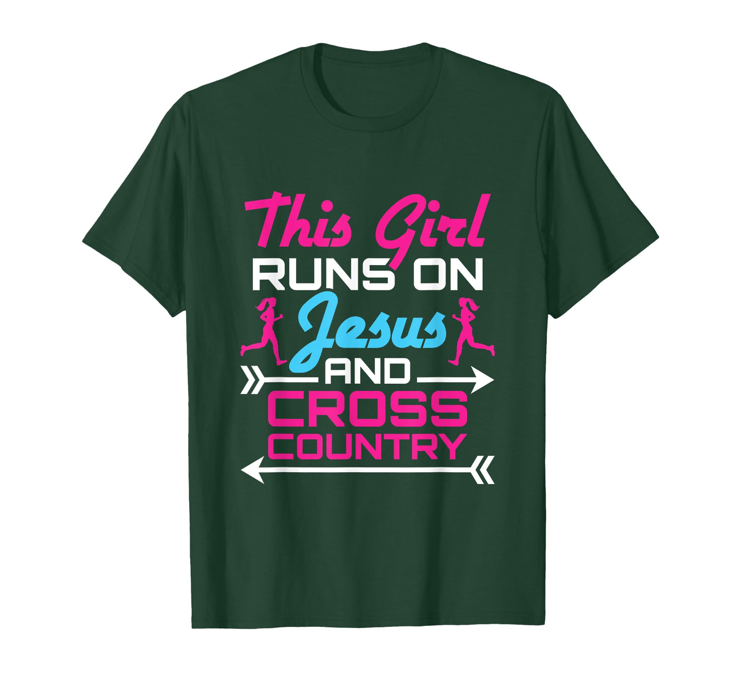 This Girl Runs on Jesus and Cross Country Cute Running XC T-Shirt