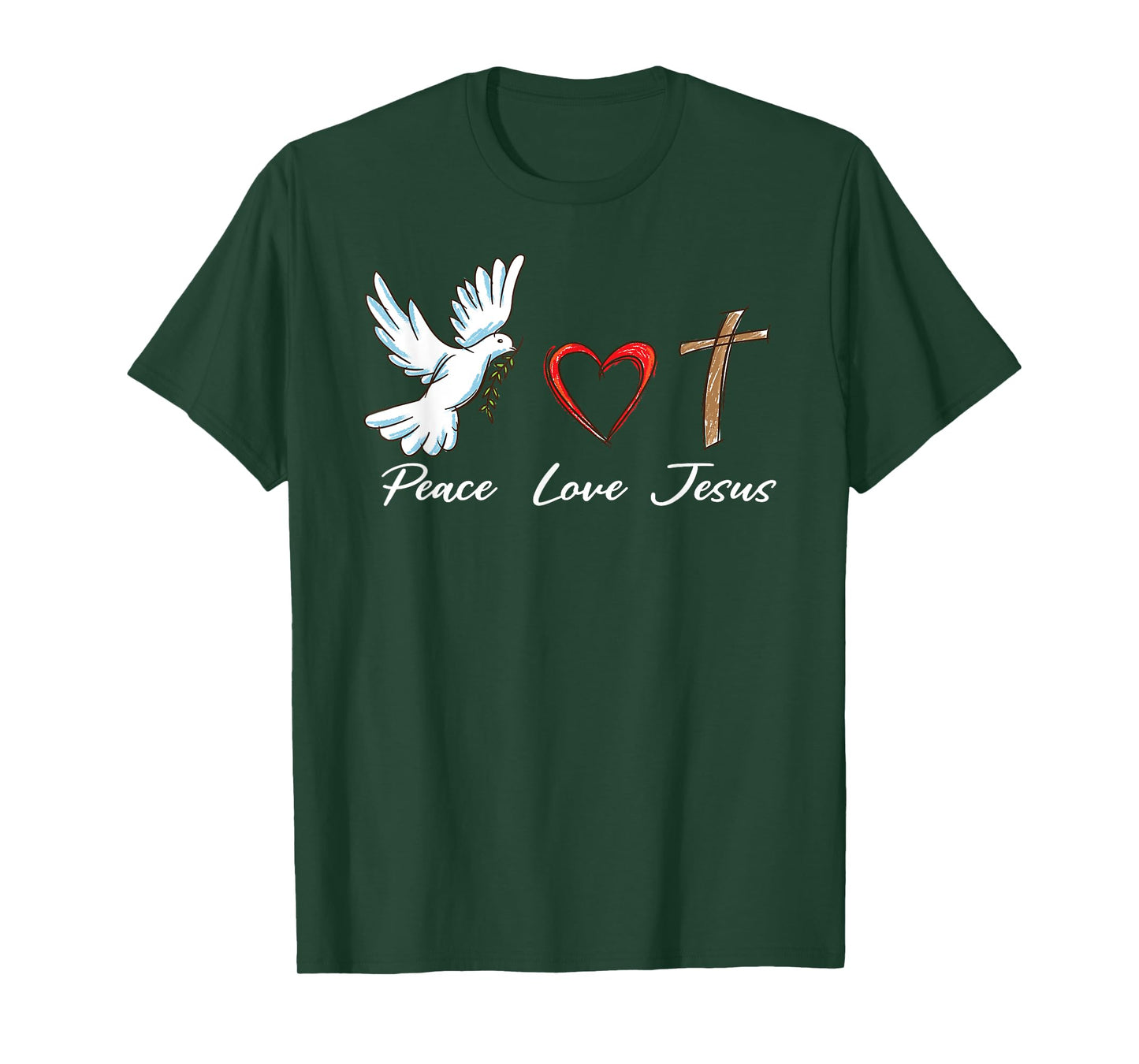 Peace Love Jesus Cute Dove Christian Cross & Faith God T-Shirt