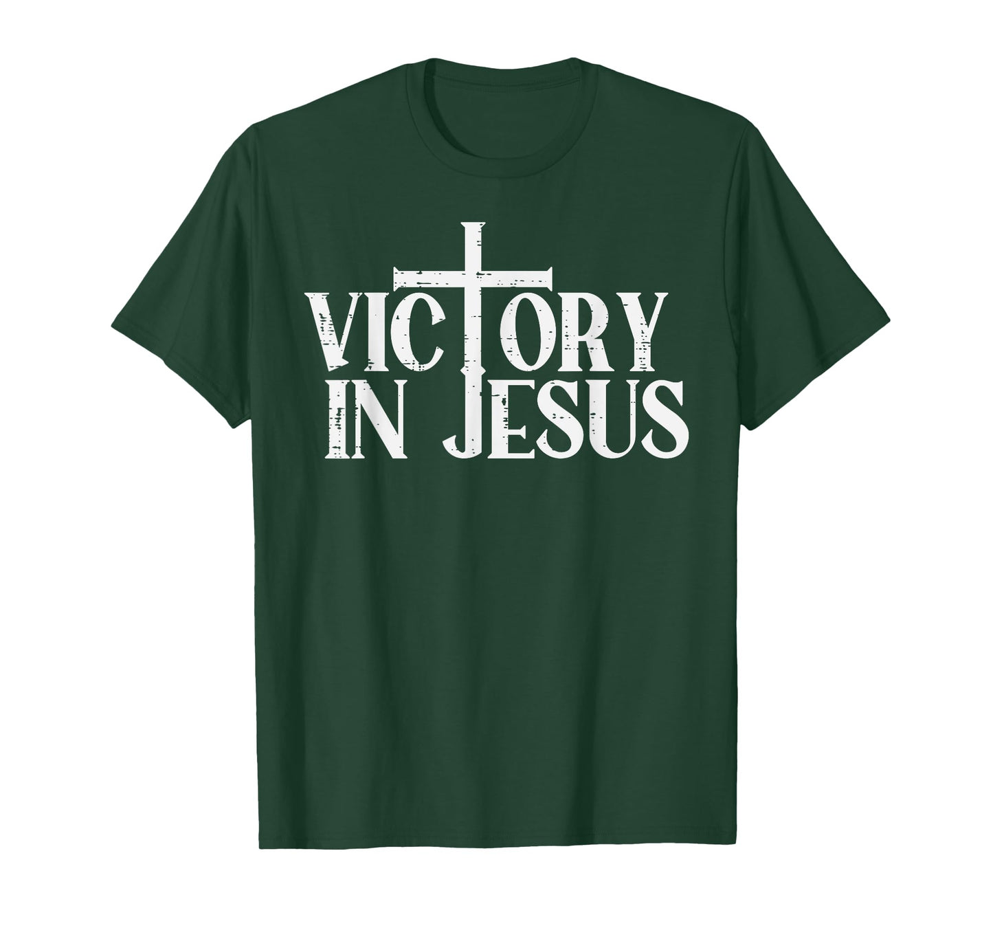 Victory In Jesus Cross God Faith Christian Men Women Kids T-Shirt
