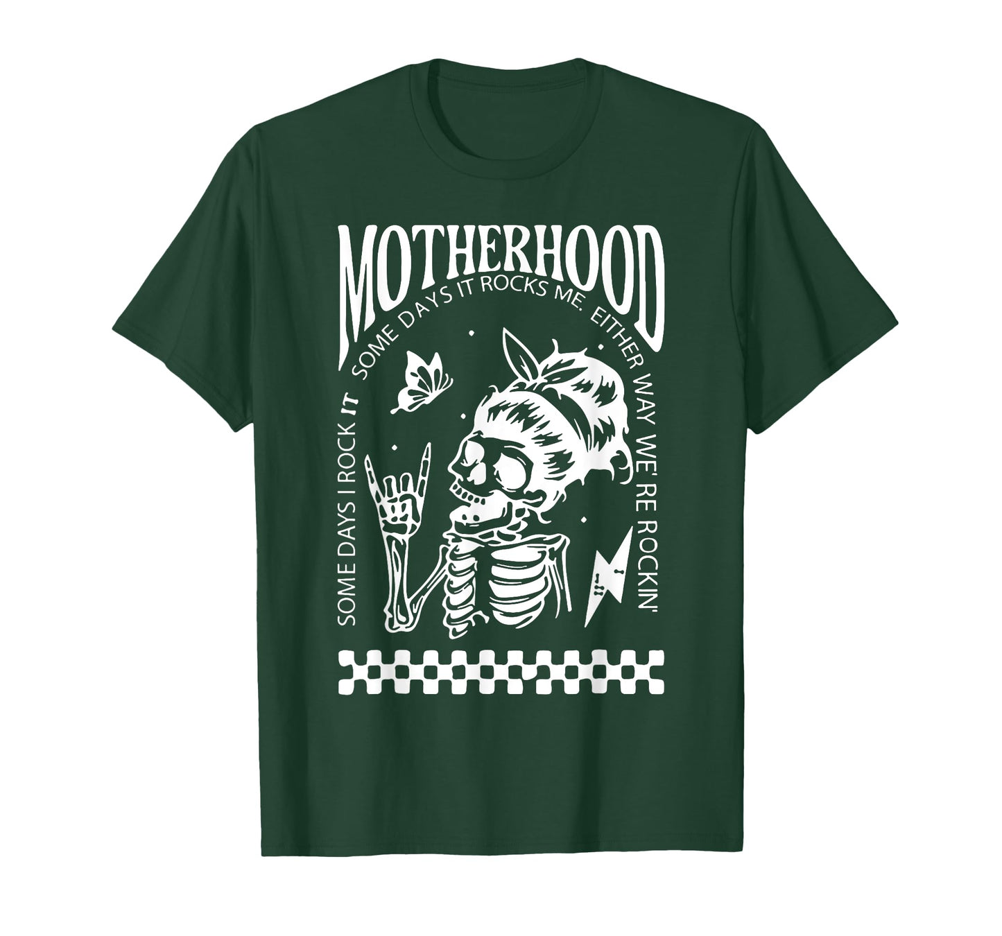Skull Motherhood Some Days I Rock It Some Days It Rocks Me T-Shirt