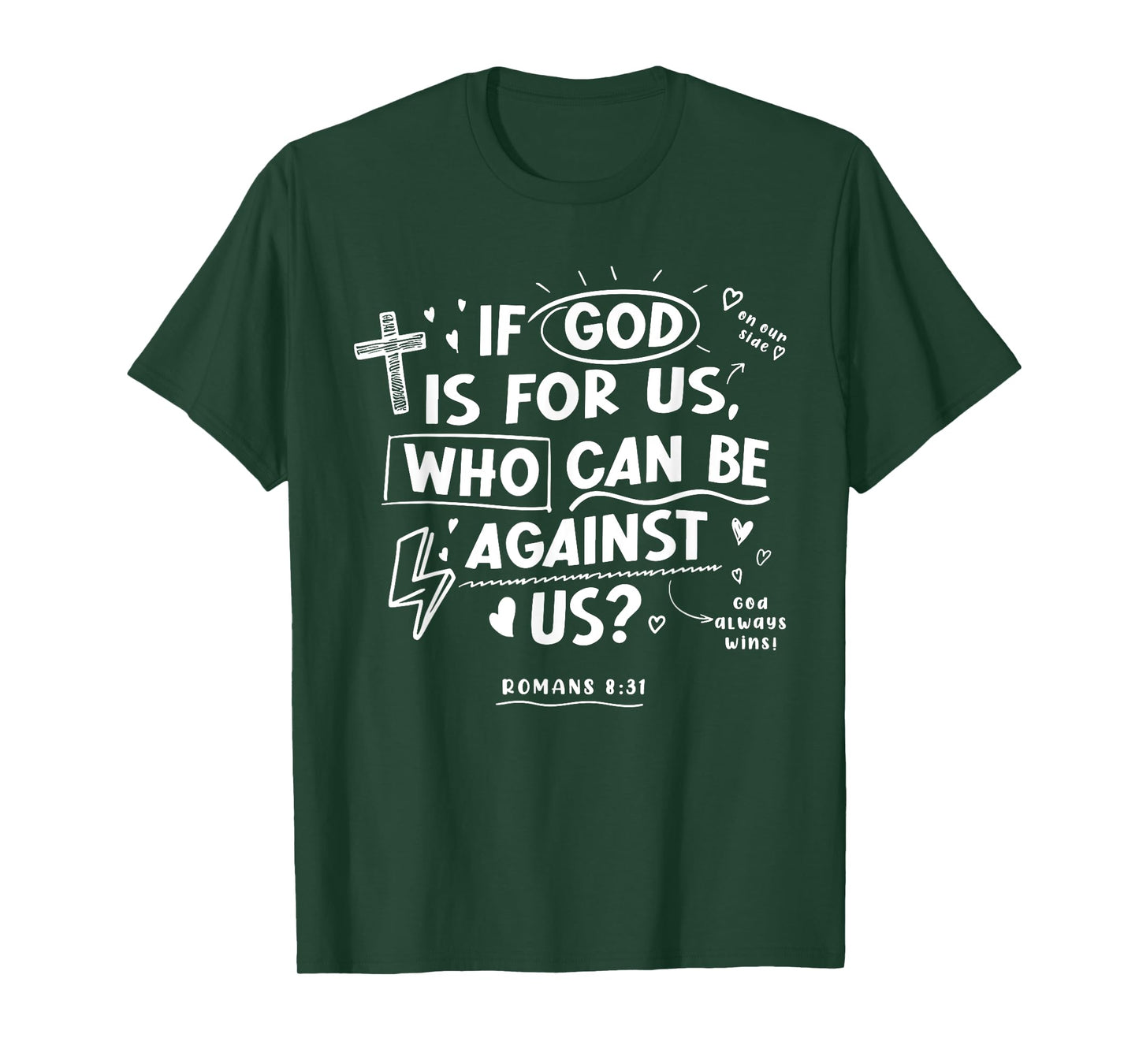 If God Is For Us Who Can-Be Against Us Bible Verse Christian T-Shirt