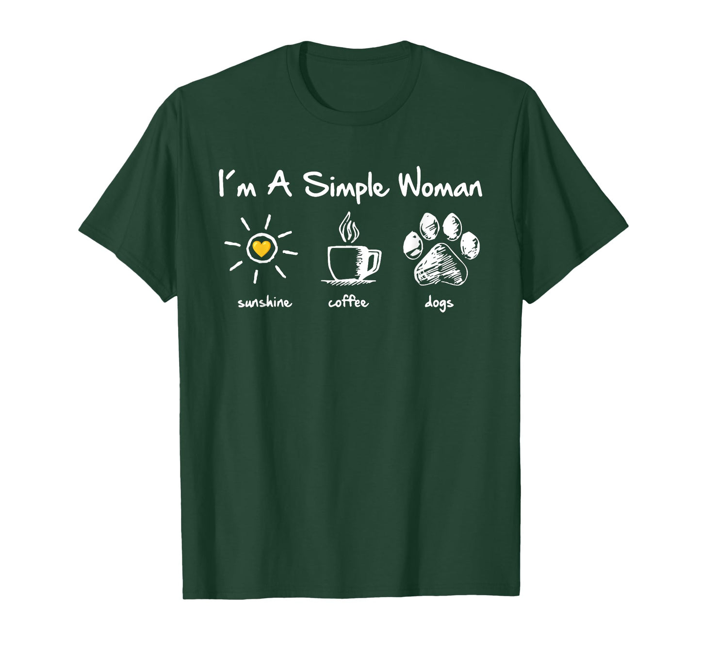 I'm A Simple Woman Sunshine Coffee Dog Paw Cute Funny Quote T-Shirt