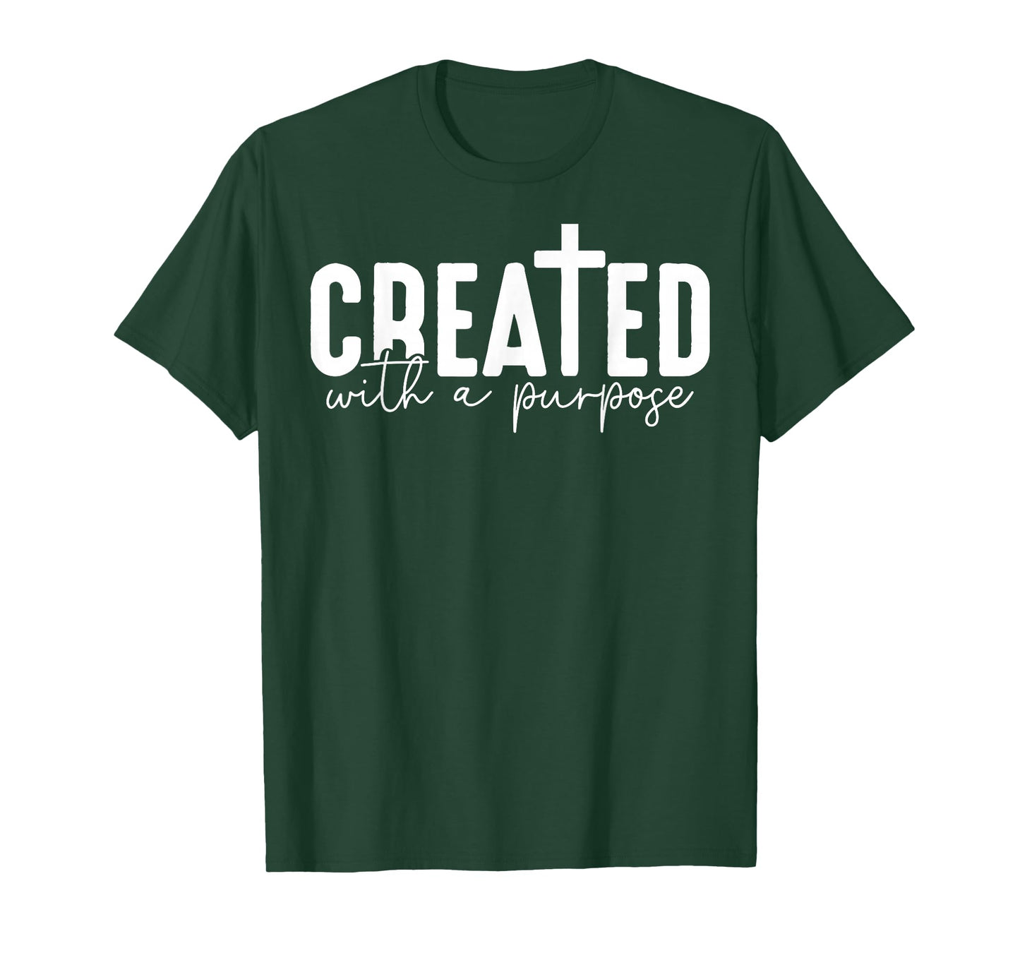 Created With A Purpose Cross Christian Faith Womens T-Shirt