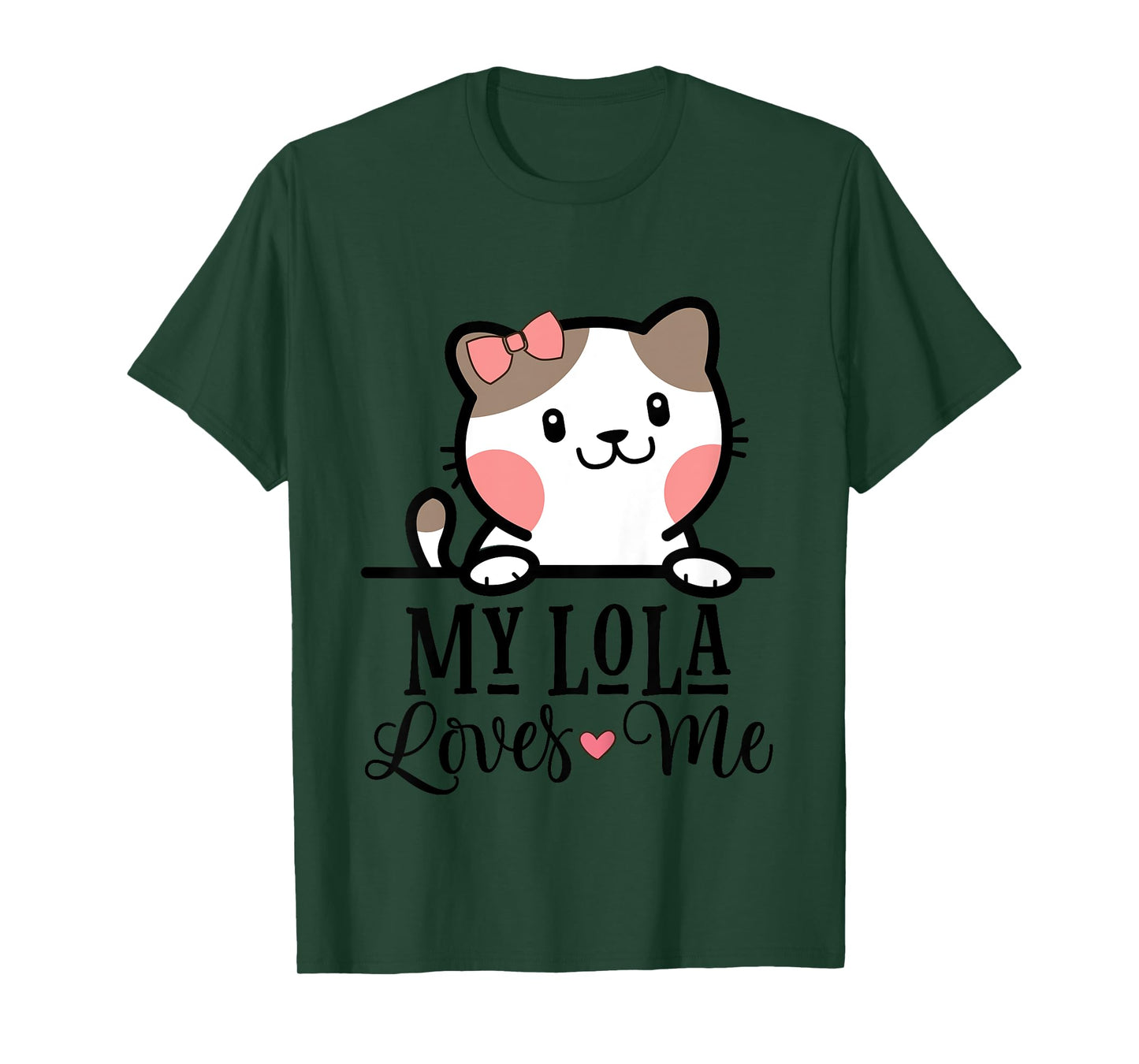 Kids My Lola Loves Me Grandkids Kitty T-Shirt