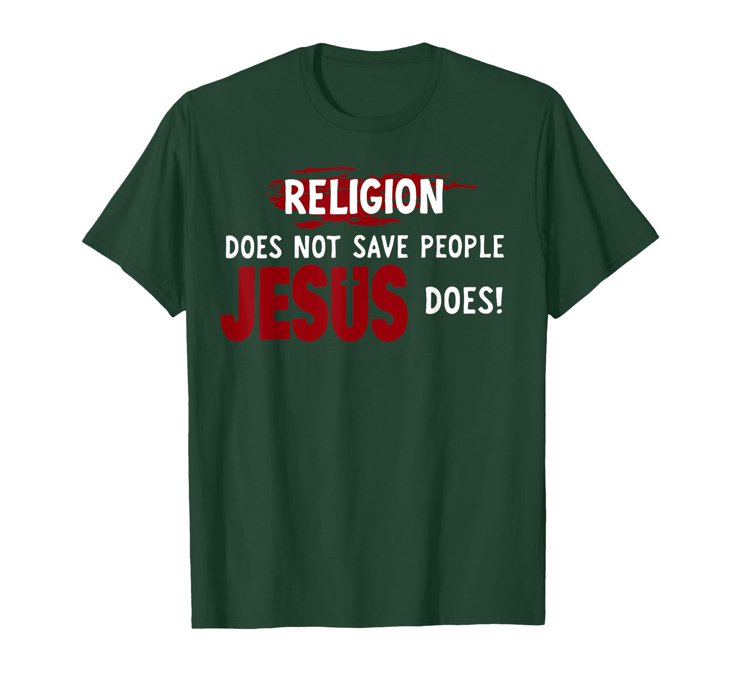 Funny Religion Does Not Save People Jesus Does Tee - Women's Black X-Small Religious Modern T-Shirt