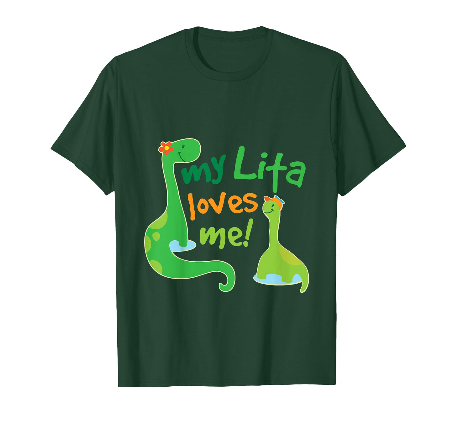 Kids My Lita Loves Me Grandson Dinosaur T-Shirt