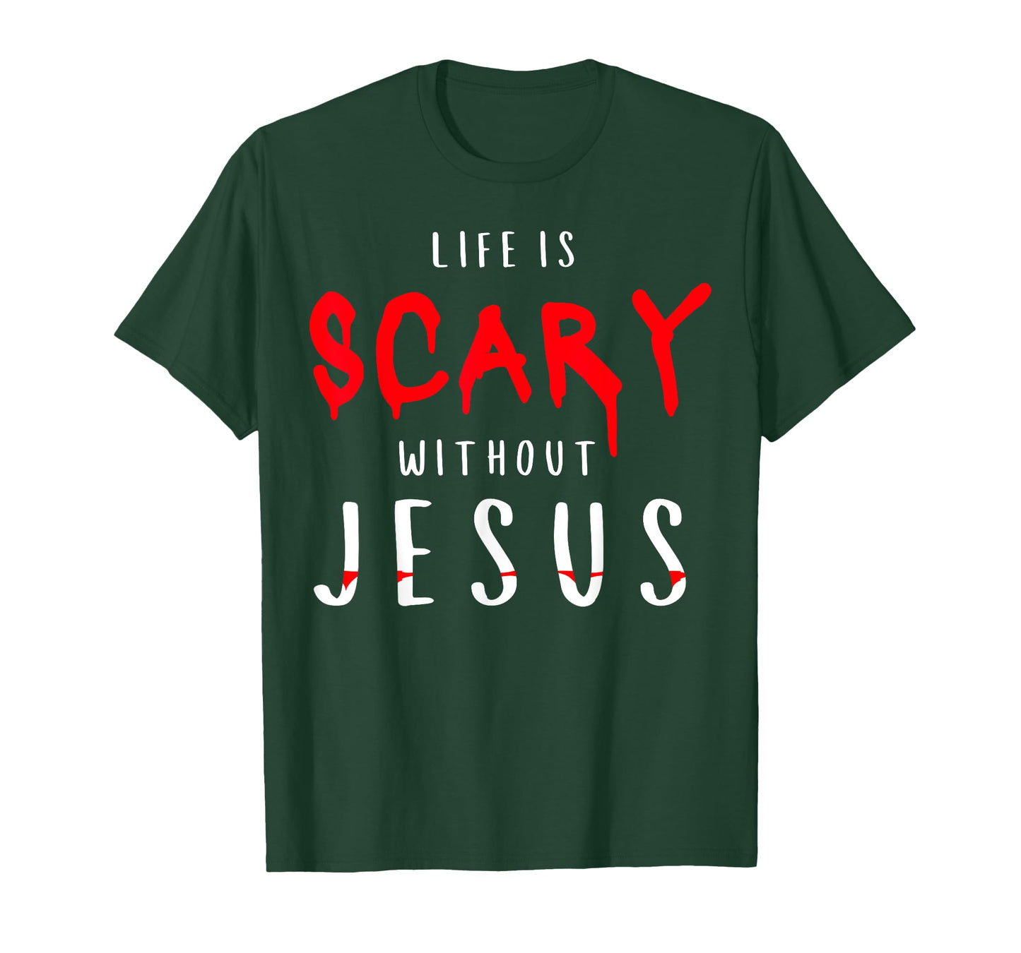Life Is Scary Without Jesus Christian Halloween Fall T-Shirt