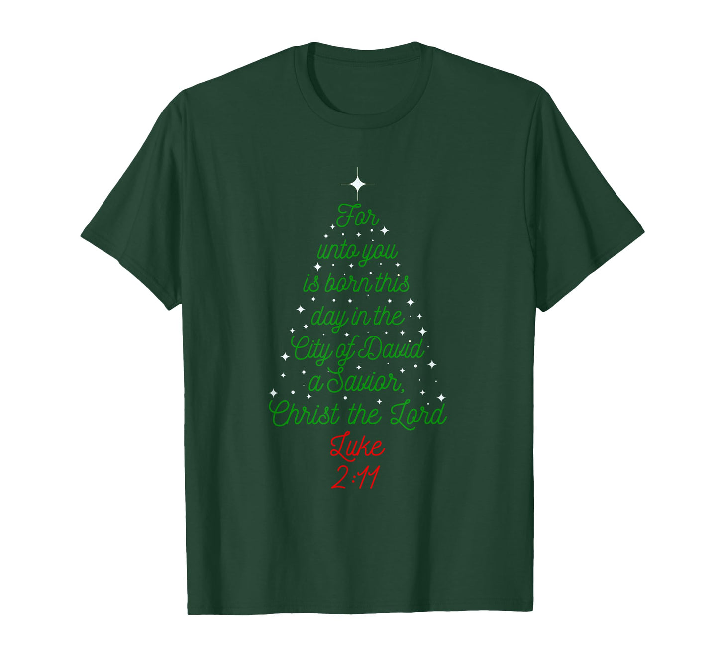 Savior is Born Bible Verse Christmas Tree Holiday Religious T-Shirt