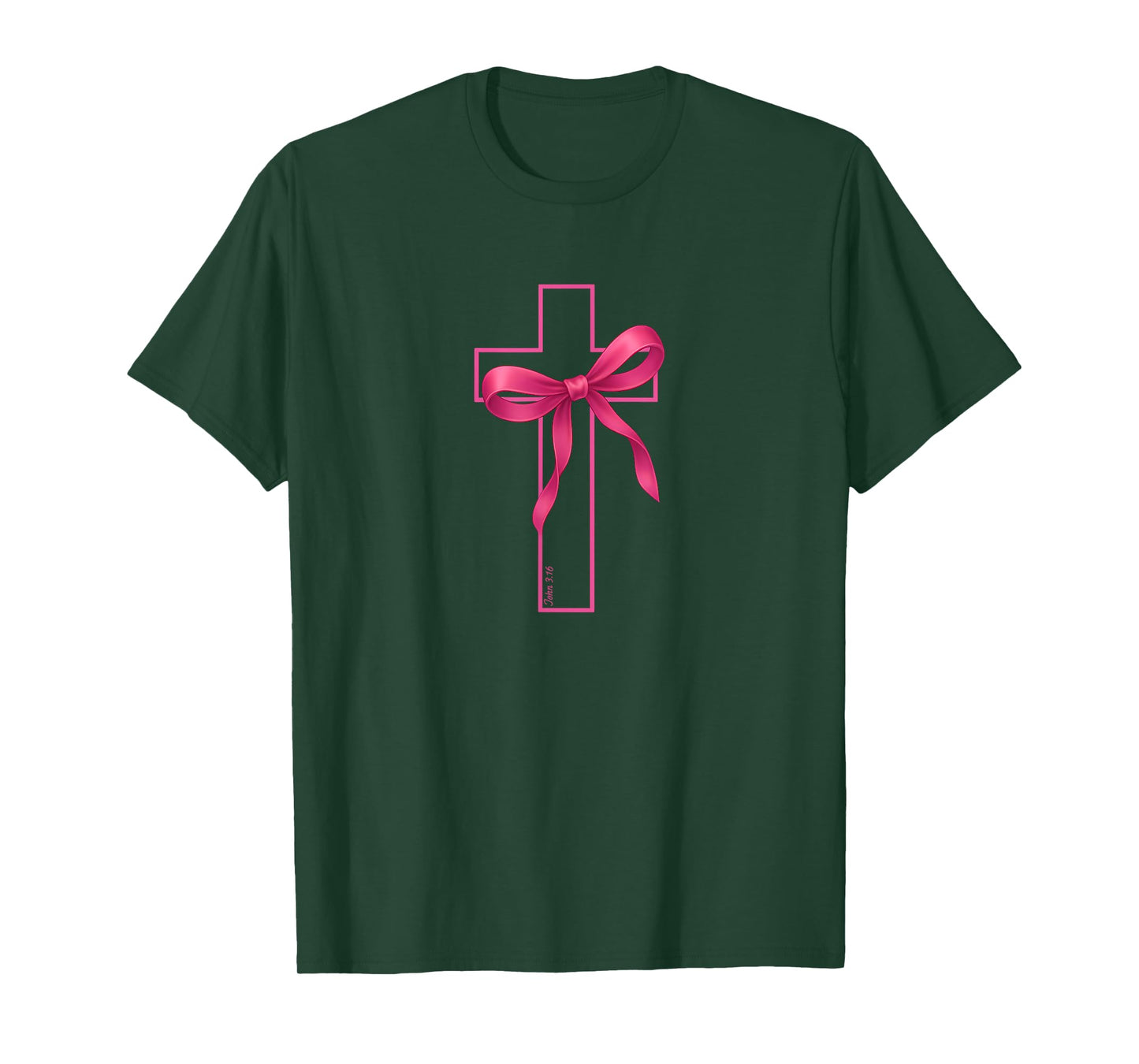 Pink Ribbon Cross Breast Cancer Awareness Christian T-Shirt