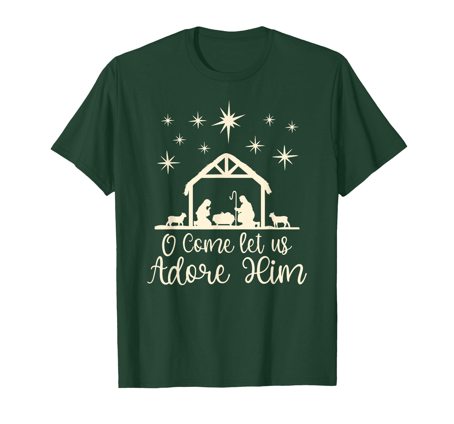 Christmas Jesus Nativity Scene O Come Let Us Adore Him T-Shirt