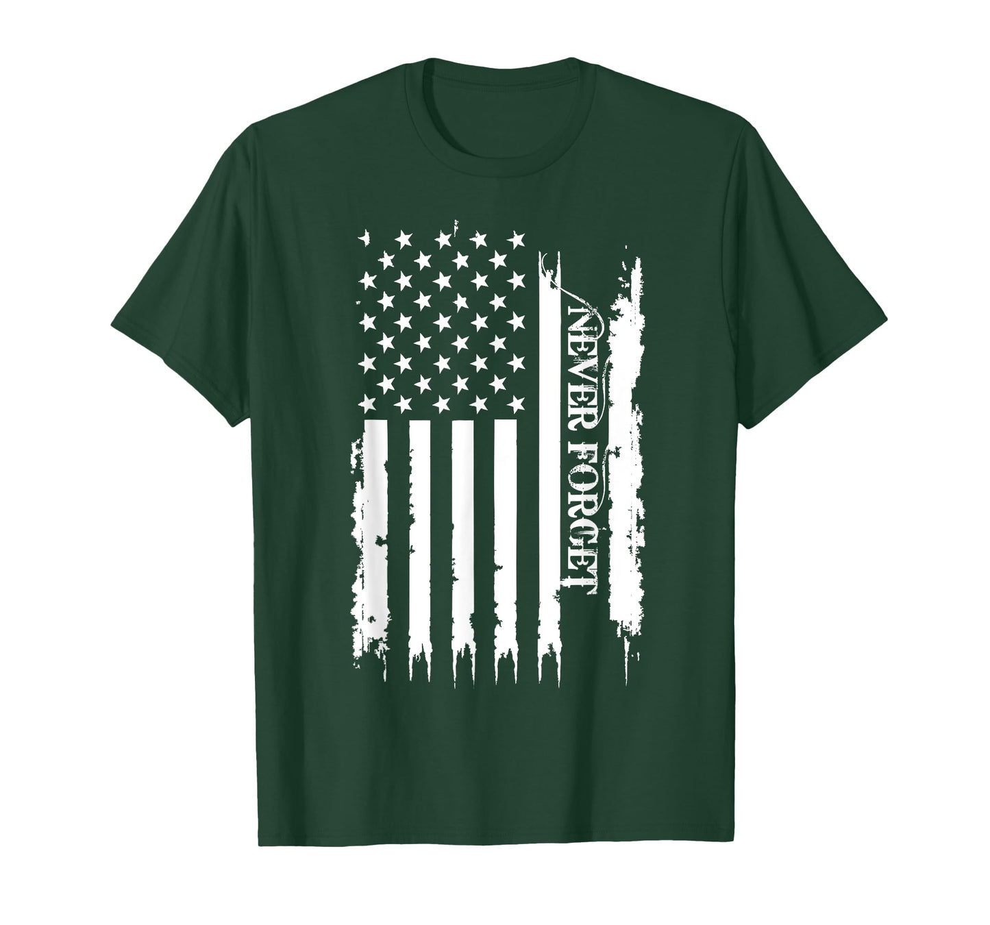 Never Forget United States Distressed w US Flag T-Shirt