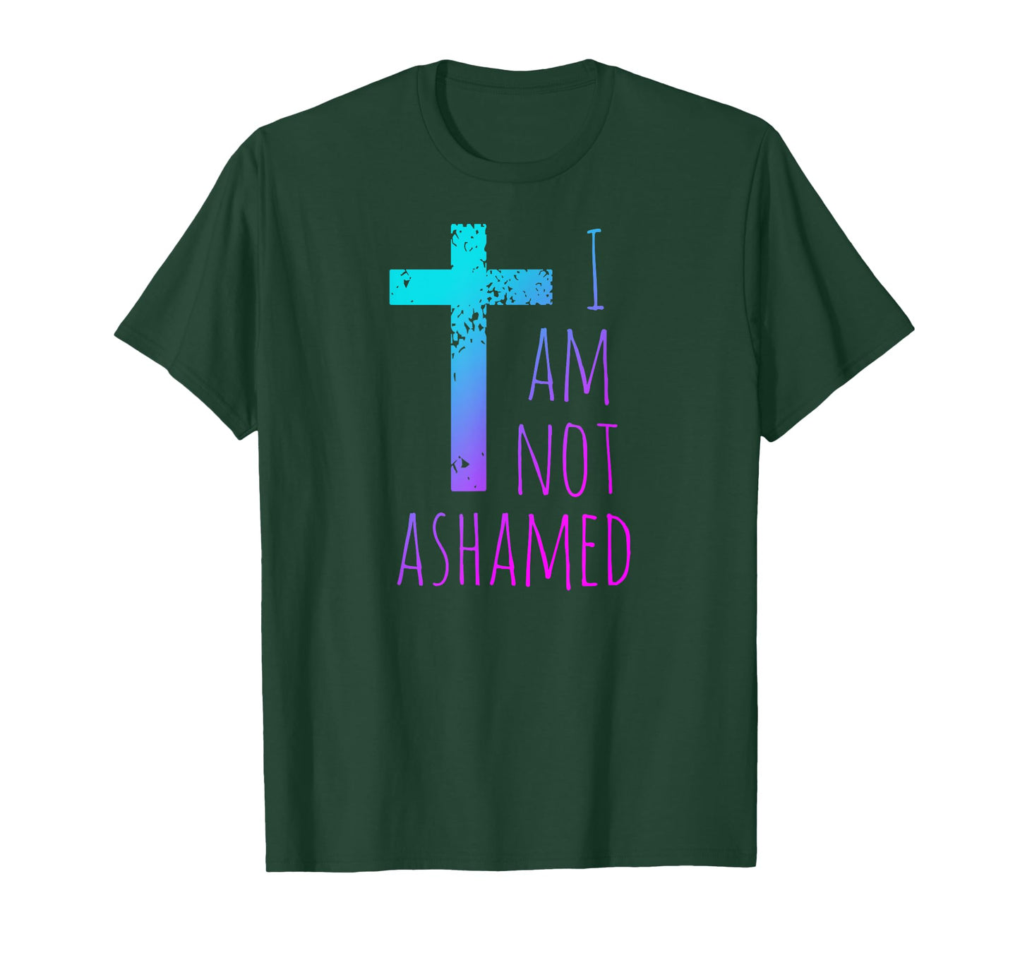 I am not ashamed - Big Red Cross - Gospel Christian Faith T-Shirt