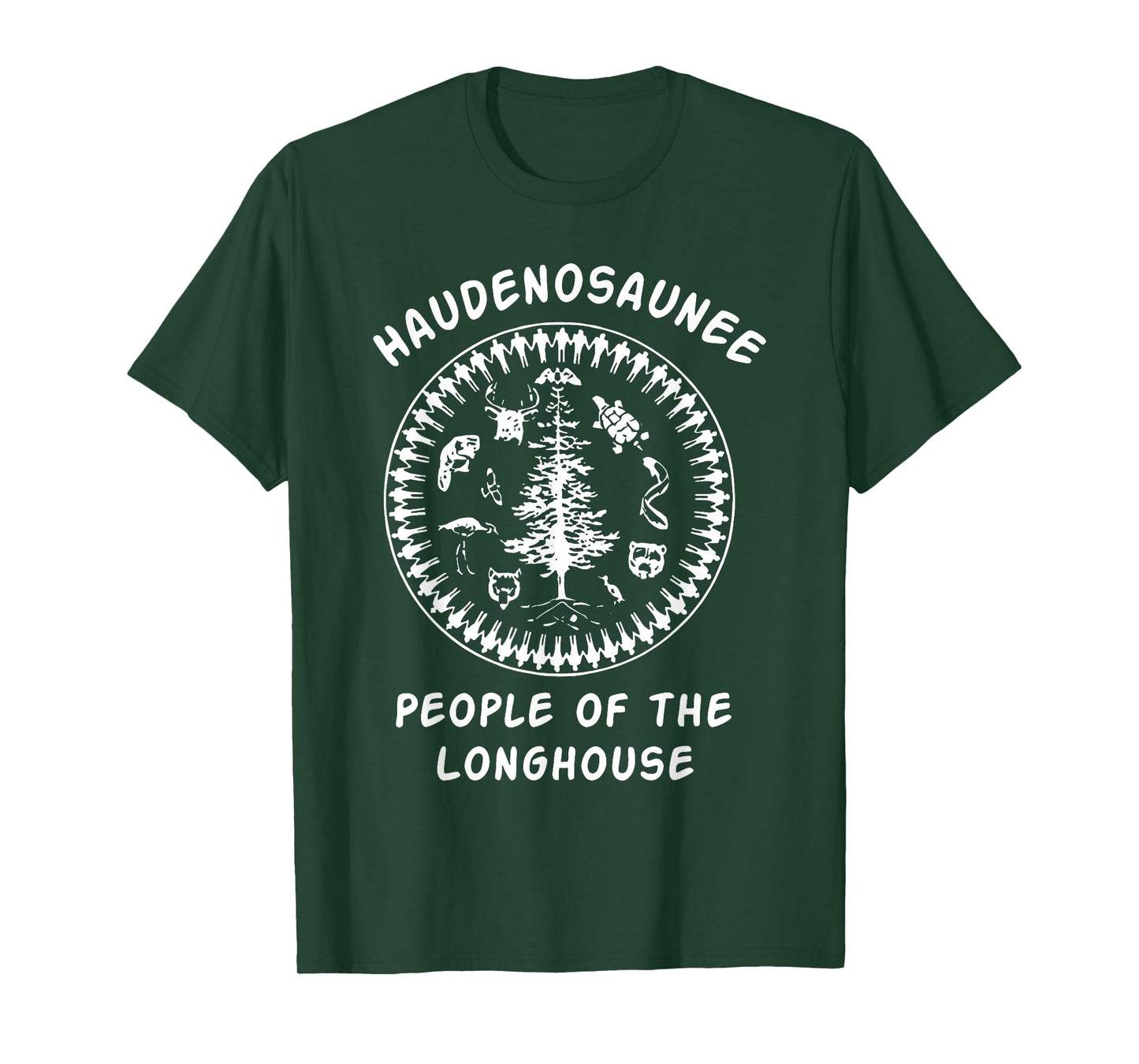 HAUDENOSAUNEE PEOPLE OF THE LONGHOUSE T-Shirt, Small, Black