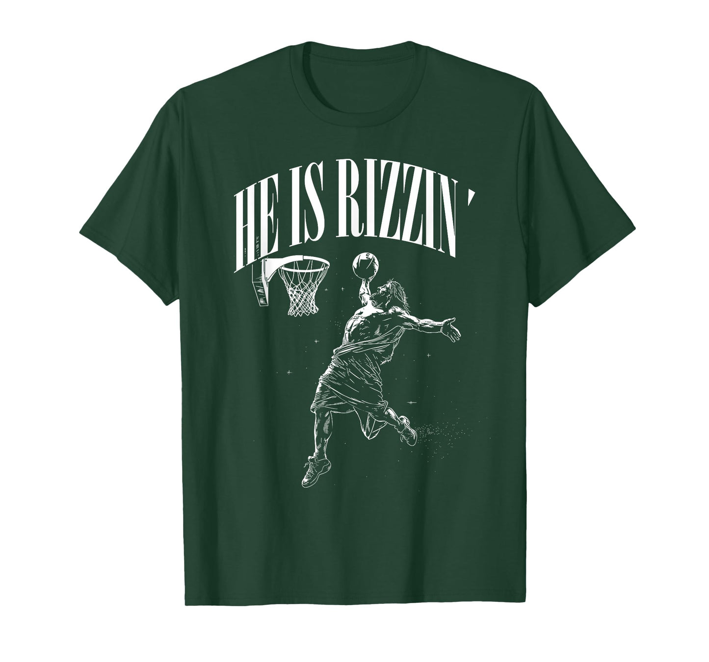 He Is Rizzin Funny Jesus playing Basketball funny easter T-Shirt