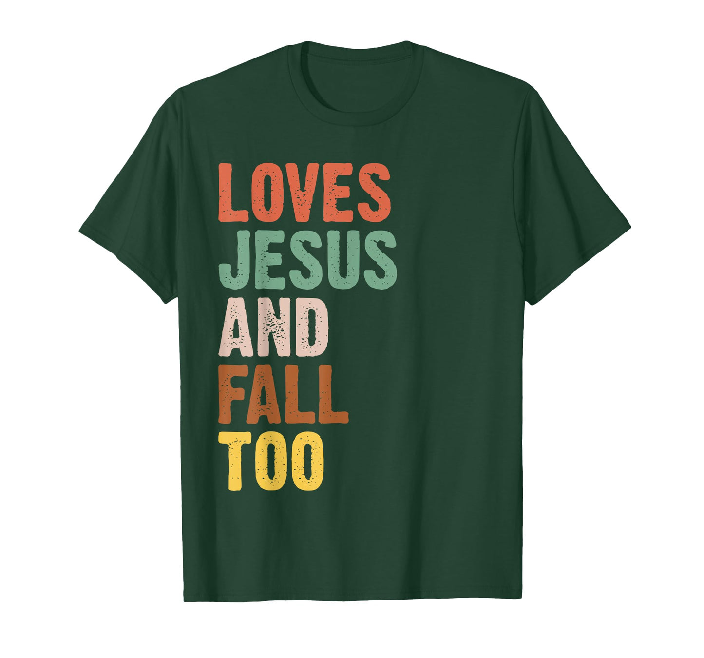 Retro Loves Jesus And Fall Too Autumn Christian Religious T-Shirt