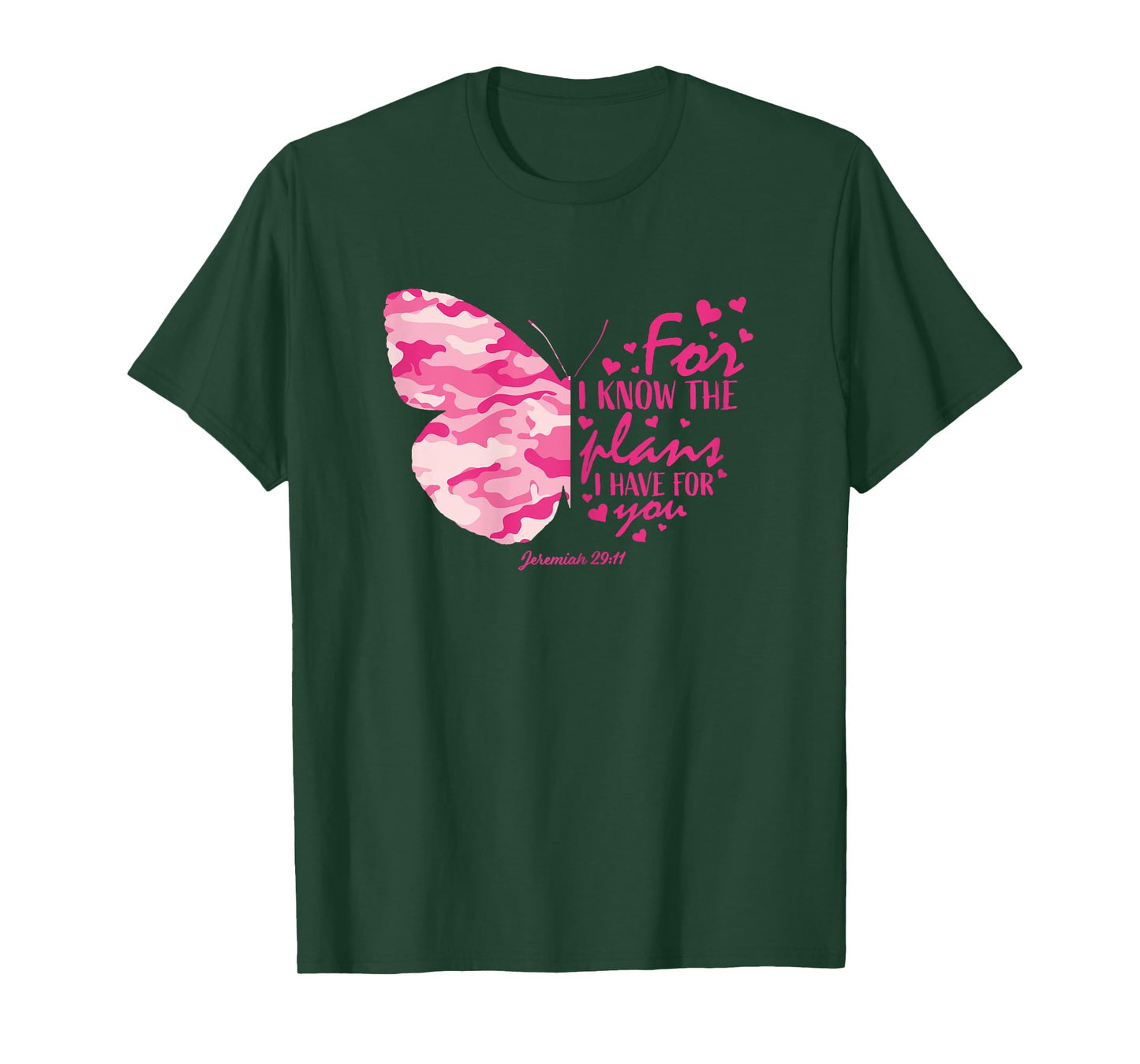 Pink Camo Butterfly Gifts Christian Bible Verse Hope Graphic T-Shirt