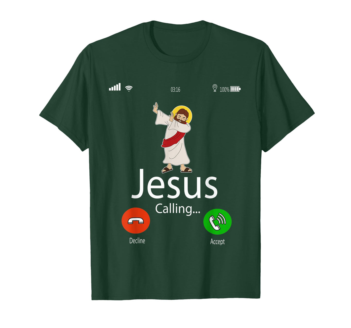 Dabbing Jesus Is Calling Christian Tee Christmas Gift Xmas T-Shirt