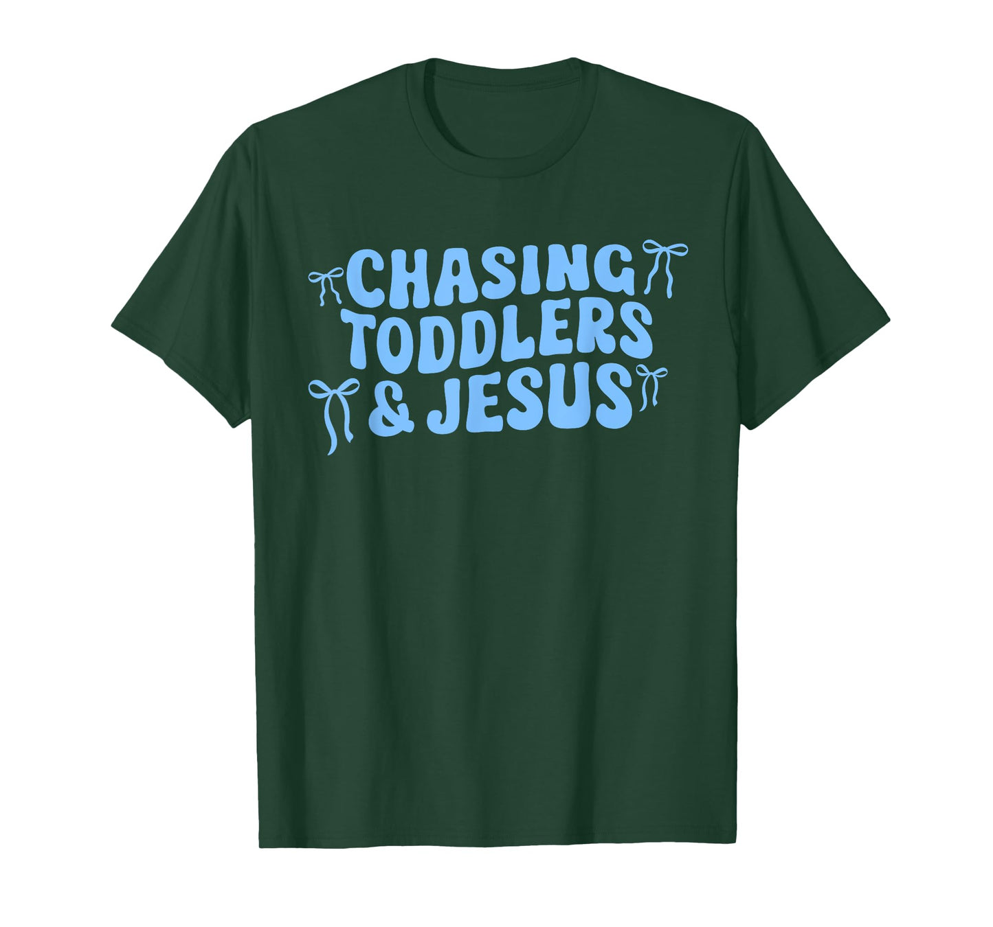 Funny Mother's Day Cute Chasing Toddler & Jesus Christian T-Shirt